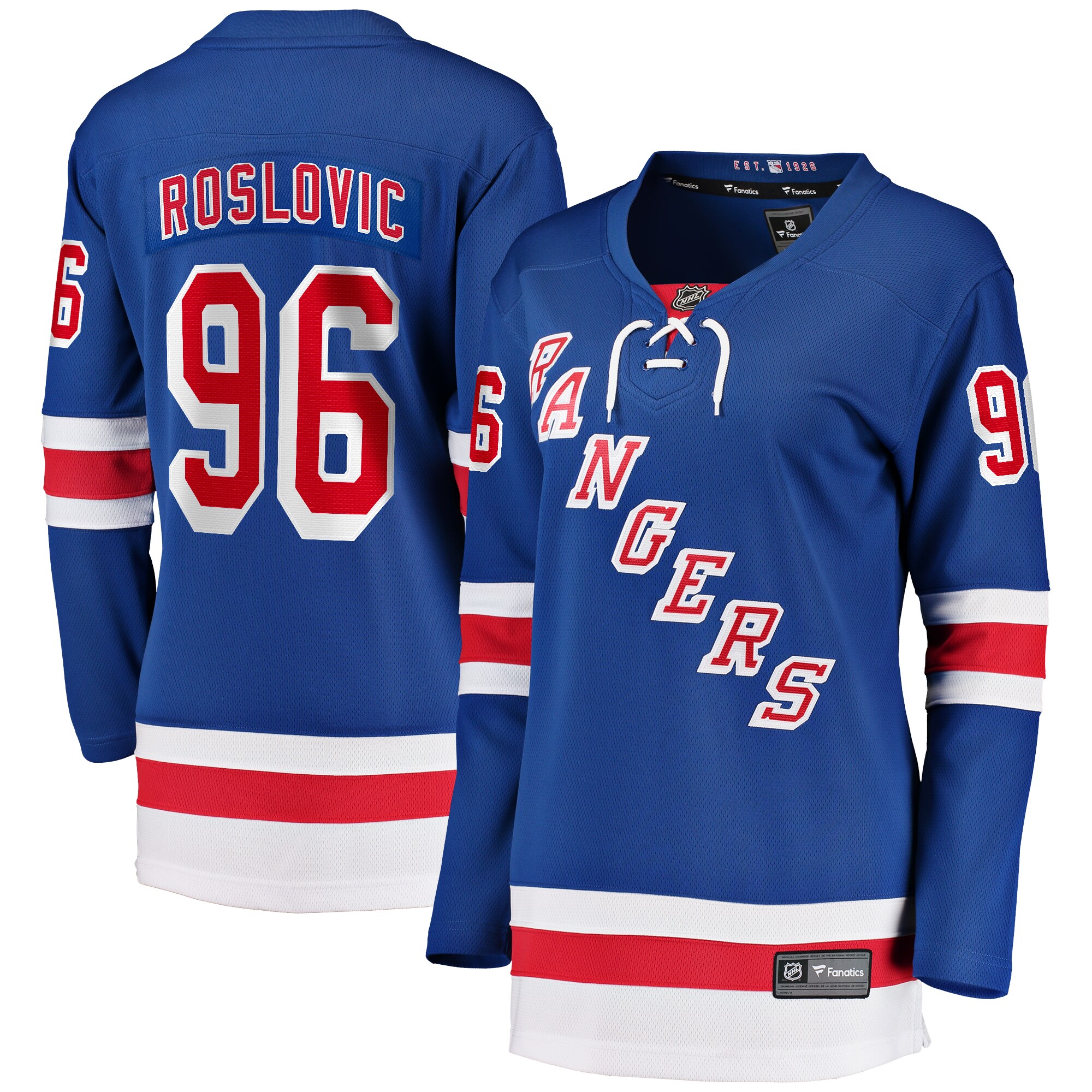 Women's New York Rangers Jack Roslovic Blue Home Breakaway Player Hockey Jersey - JS659 