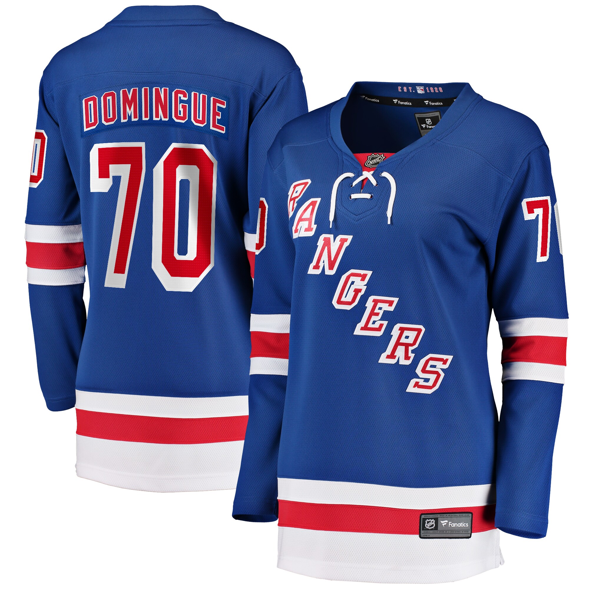 Women's New York Rangers Louis Domingue Blue Home Breakaway Player Hockey Jersey - JS940 