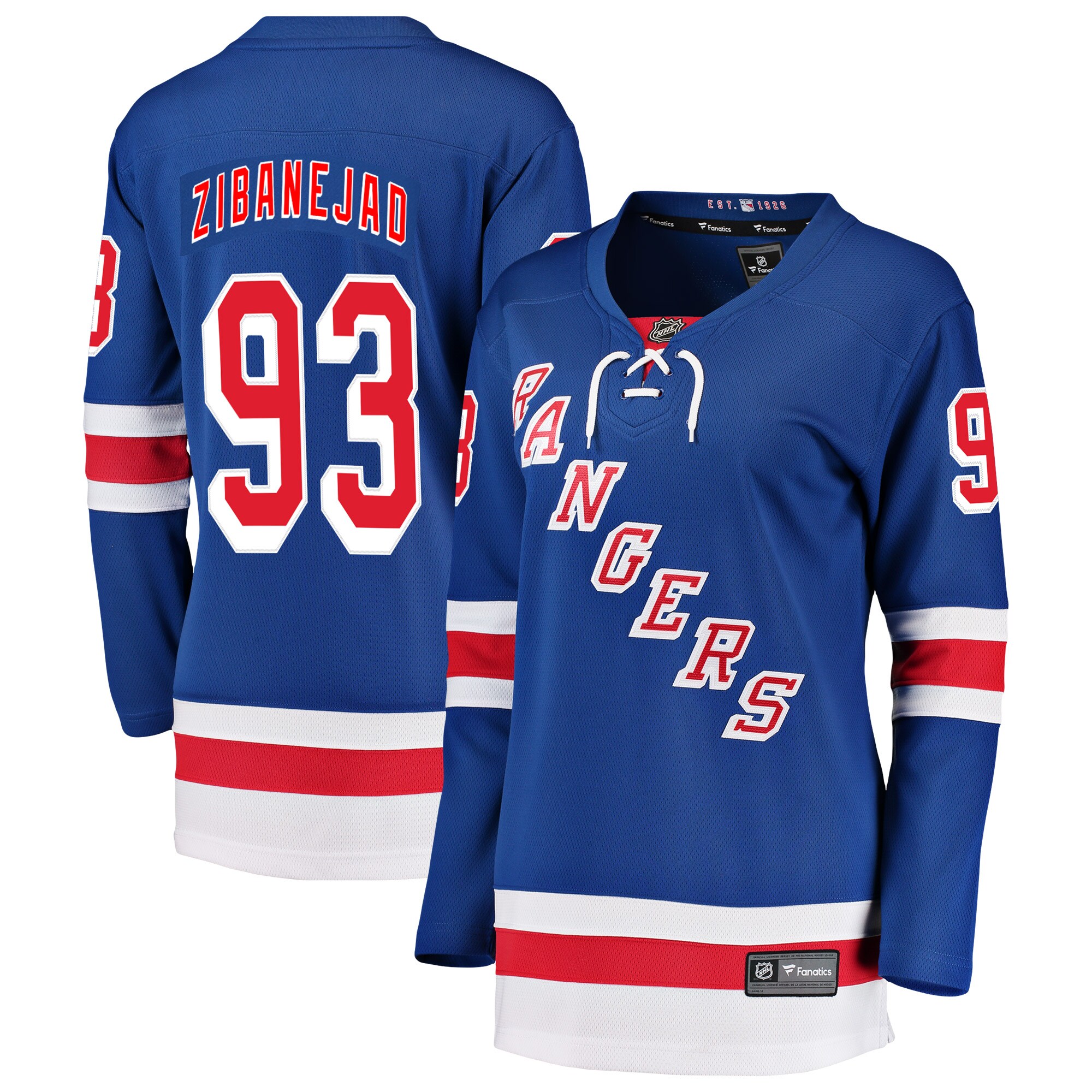 Women's New York Rangers Mika Zibanejad Blue Breakaway Player Hockey Jersey - JS465 