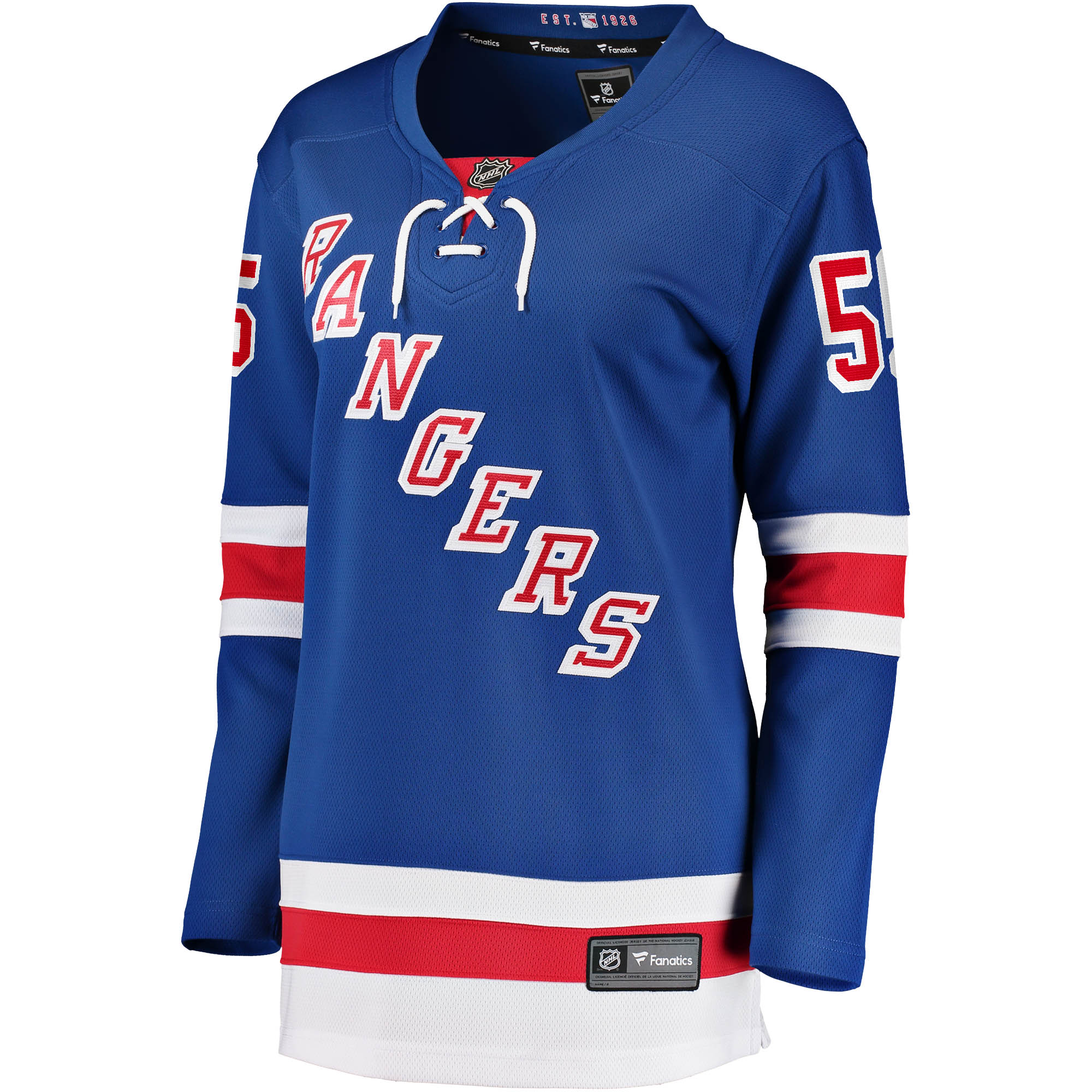 Alternative view of Women's New York Rangers Ryan Lindgren Blue Home Breakaway Hockey Jersey - JS985 
