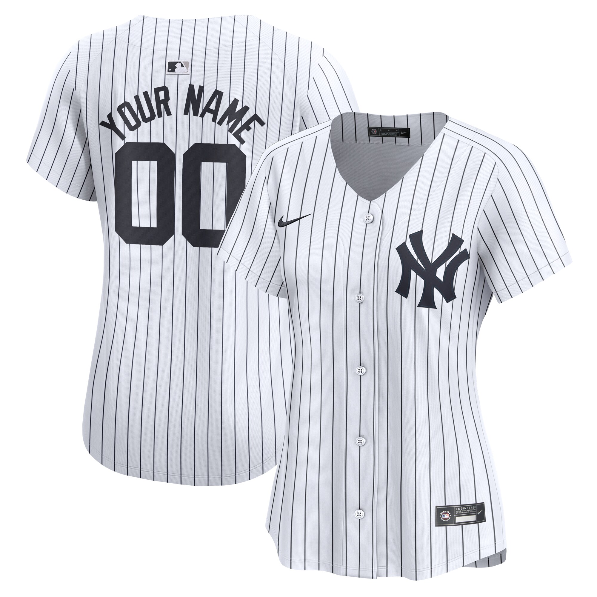 Women's New York Yankees White Home Limited Custom Baseball Jersey 