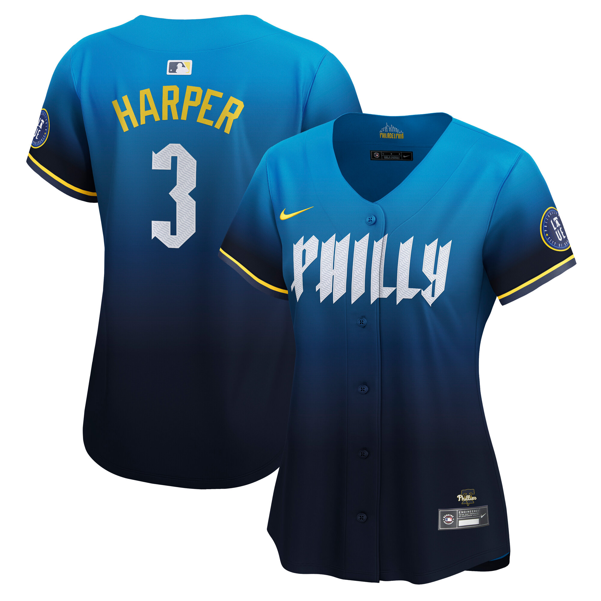 Women's Philadelphia Phillies Bryce Harper Blue City Connect Limited Baseball Jersey 