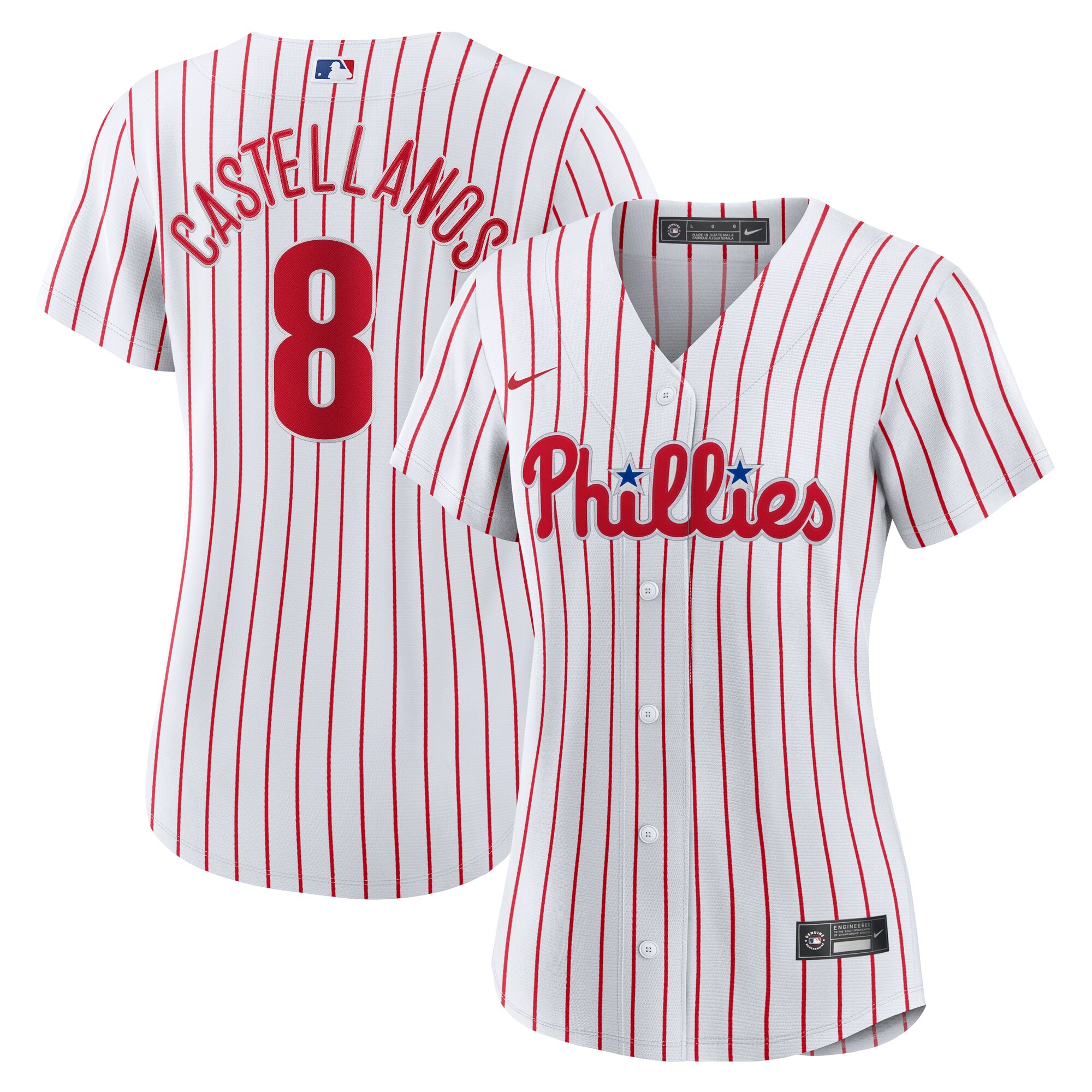 Women's Philadelphia Phillies Nick Castellanos White Home Player Baseball Jersey 