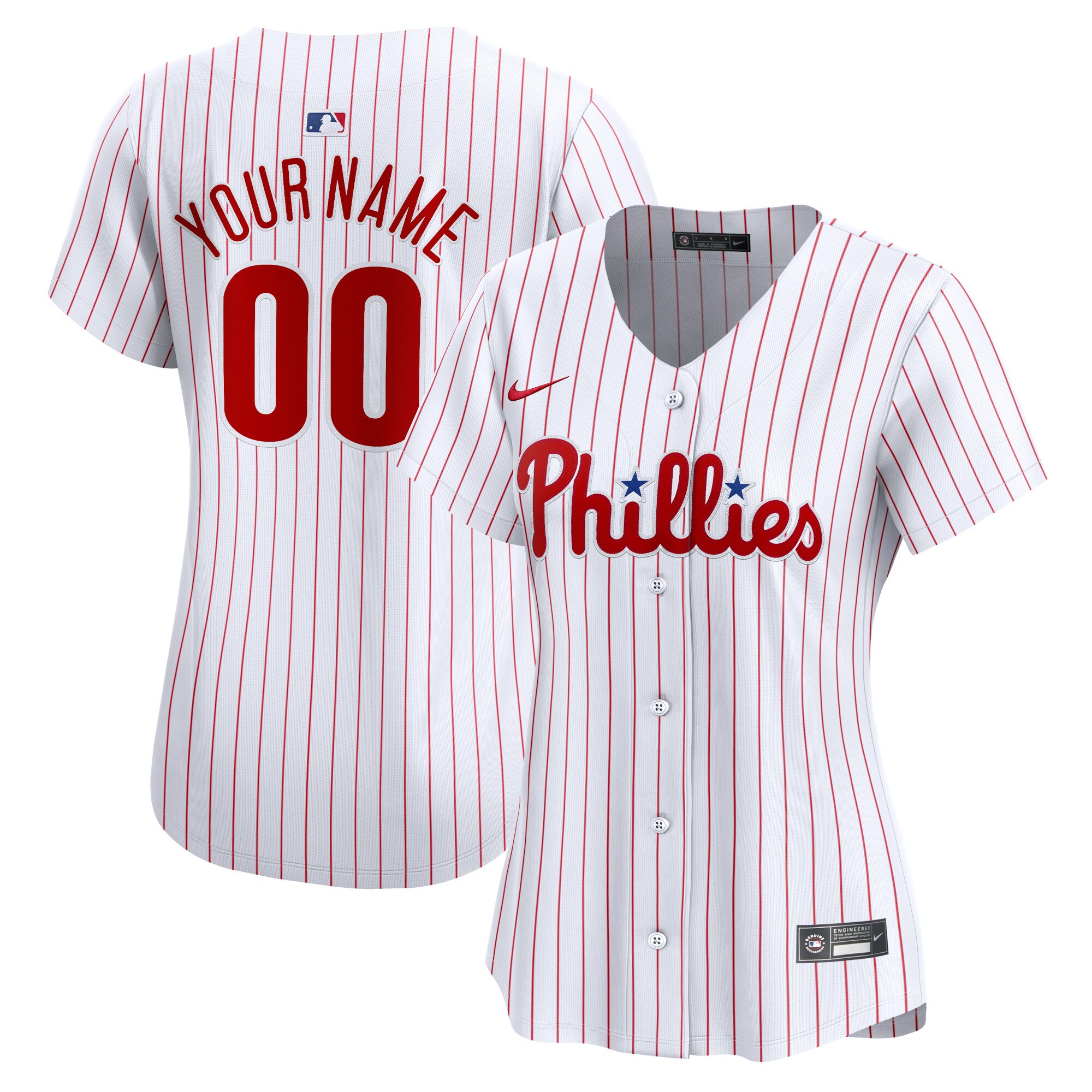 Women's Philadelphia Phillies White Home Limited Custom Baseball Jersey 