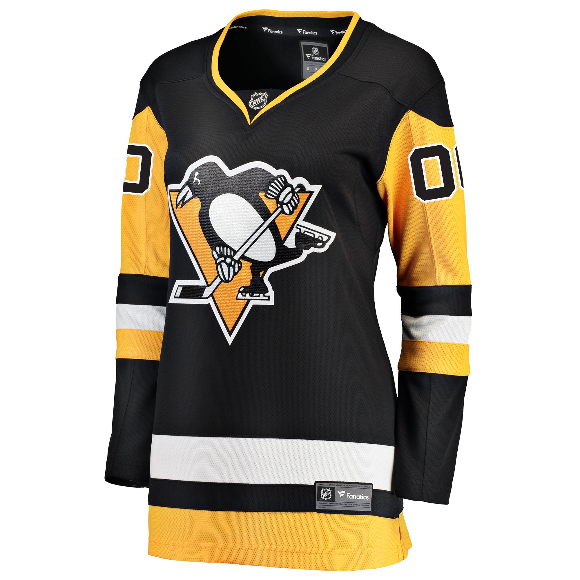 Alternative view of Women's Pittsburgh Penguins Black Home Breakaway Custom Hockey Jersey - JS145 