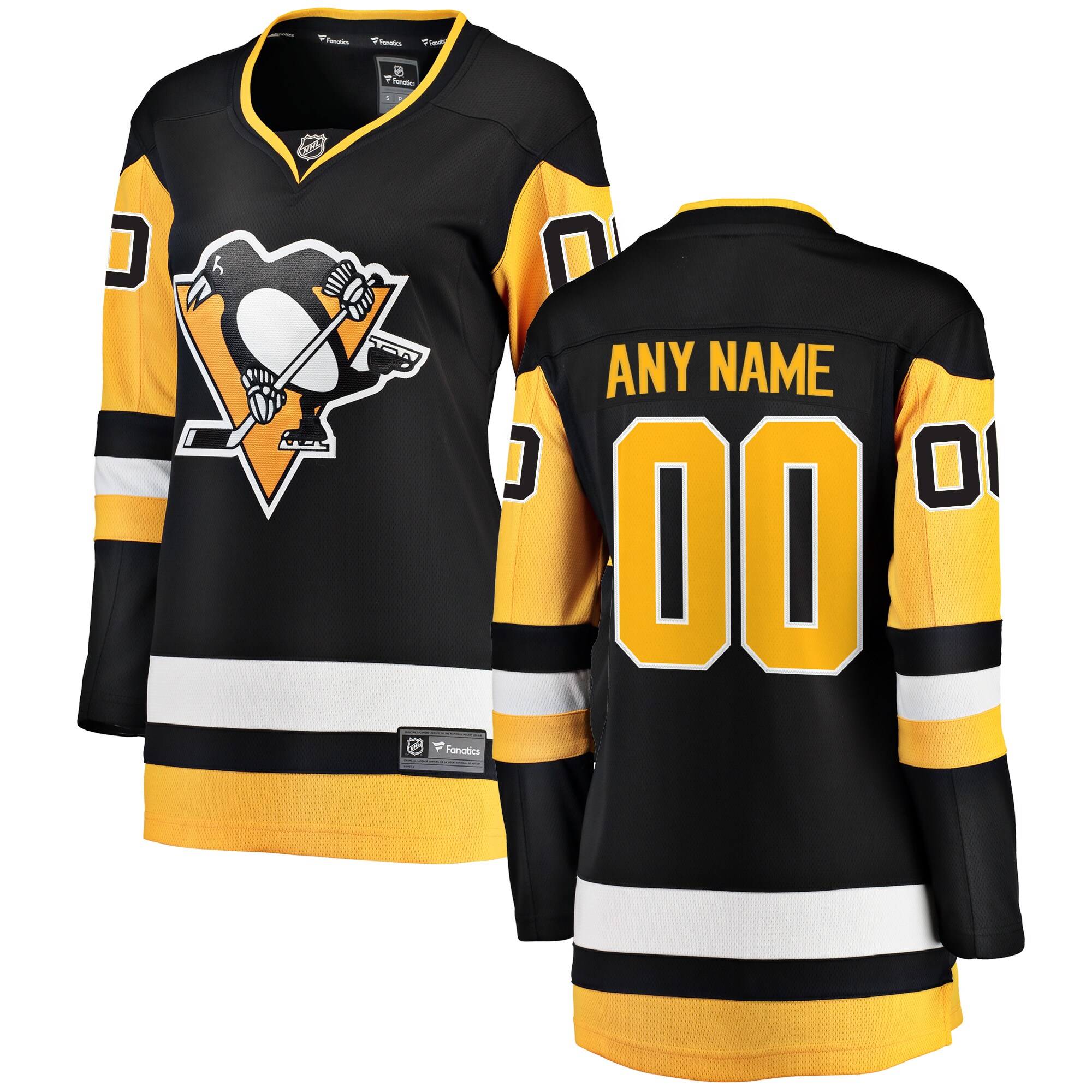 Women's Pittsburgh Penguins Black Home Breakaway Custom Hockey Jersey - JS145 