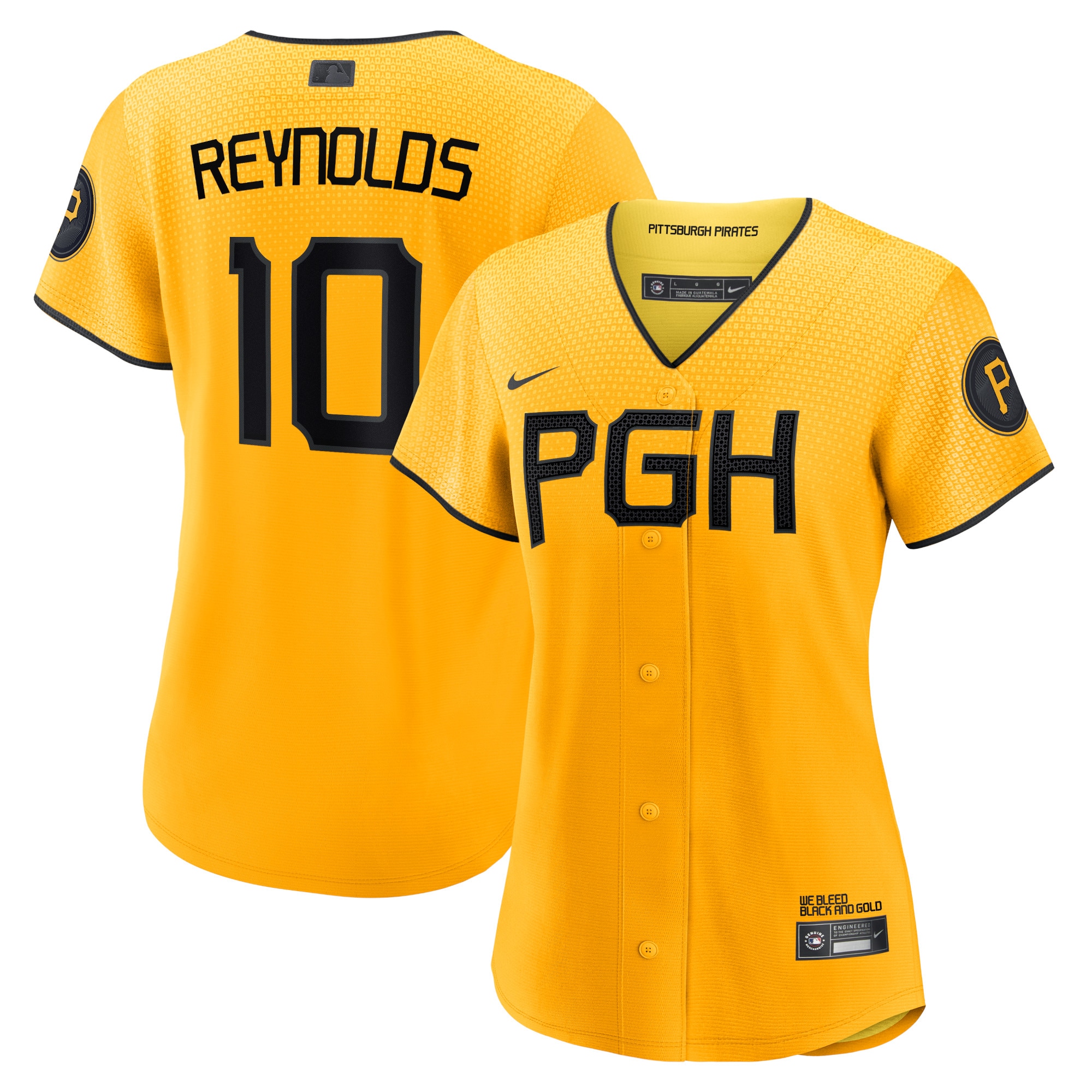 Women's Pittsburgh Pirates Bryan Reynolds Gold City Connect Player Baseball Jersey 