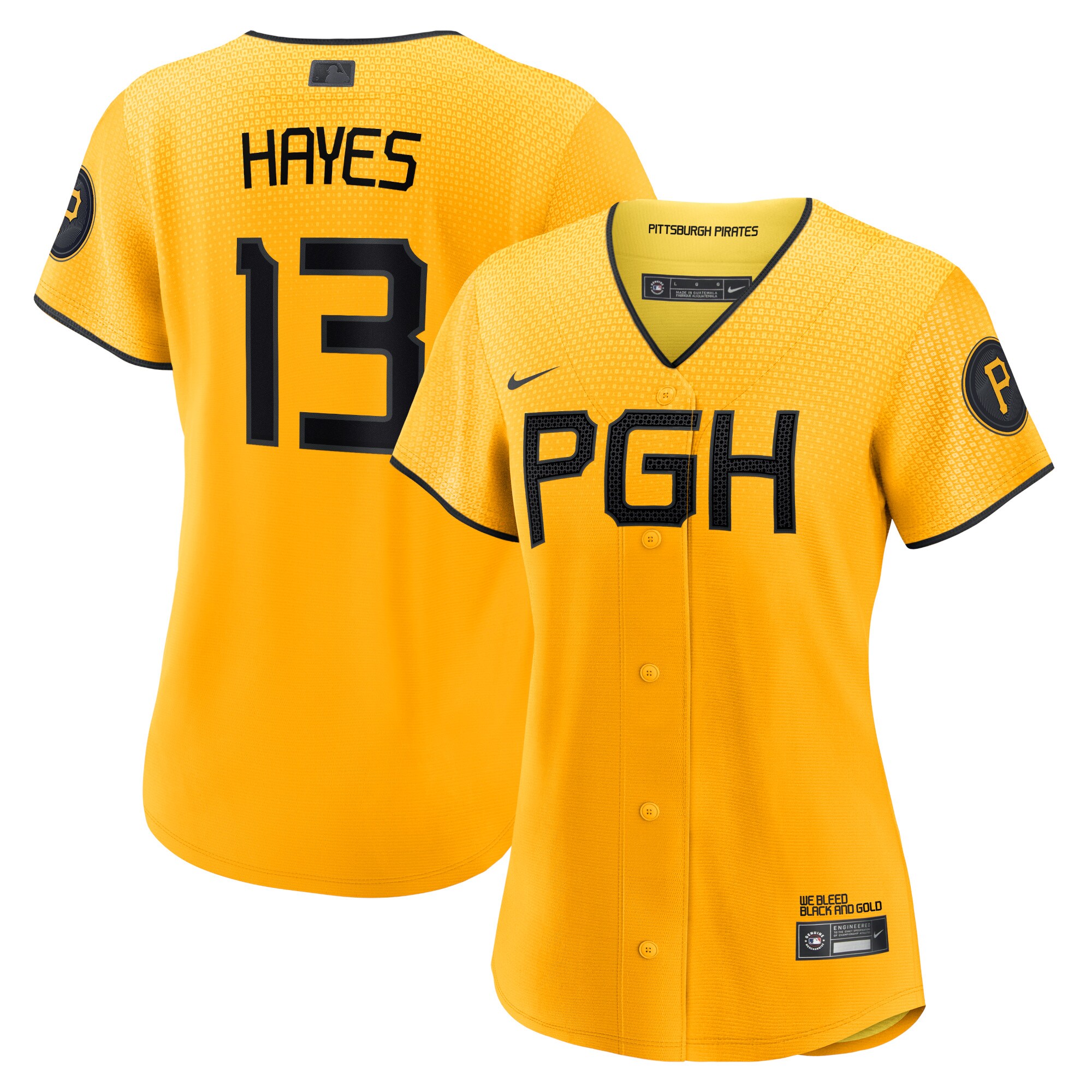 Women's Pittsburgh Pirates Ke'Bryan Hayes Gold City Connect Player Baseball Jersey 