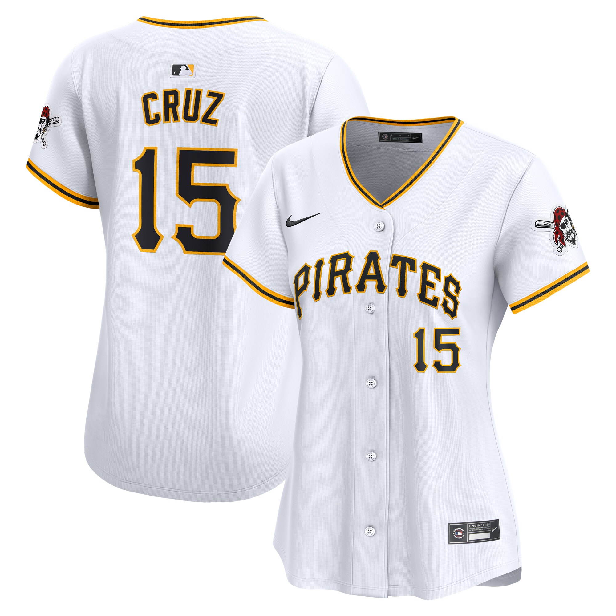 Women's Pittsburgh Pirates Oneil Cruz White Home Limited Player Baseball Jersey 