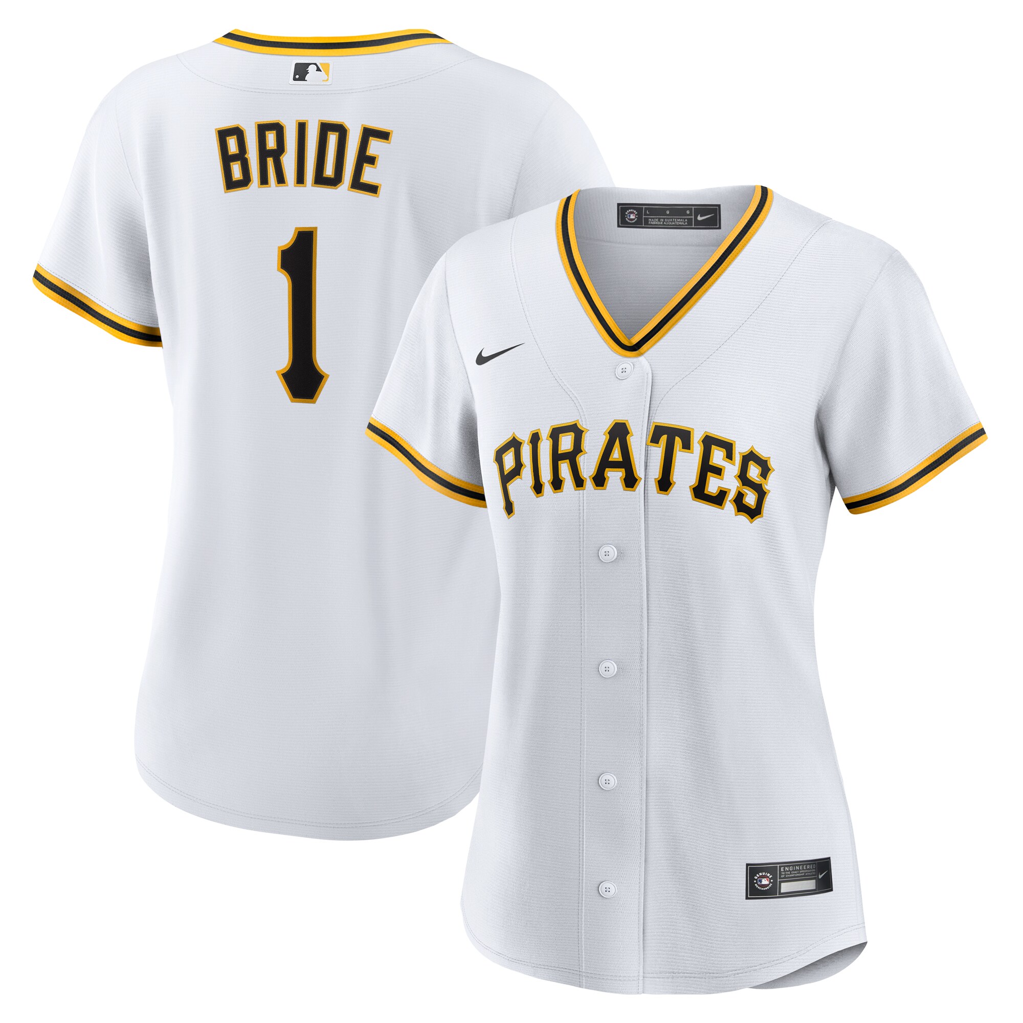 Women's Pittsburgh Pirates White #1 Bride Home Baseball Jersey 