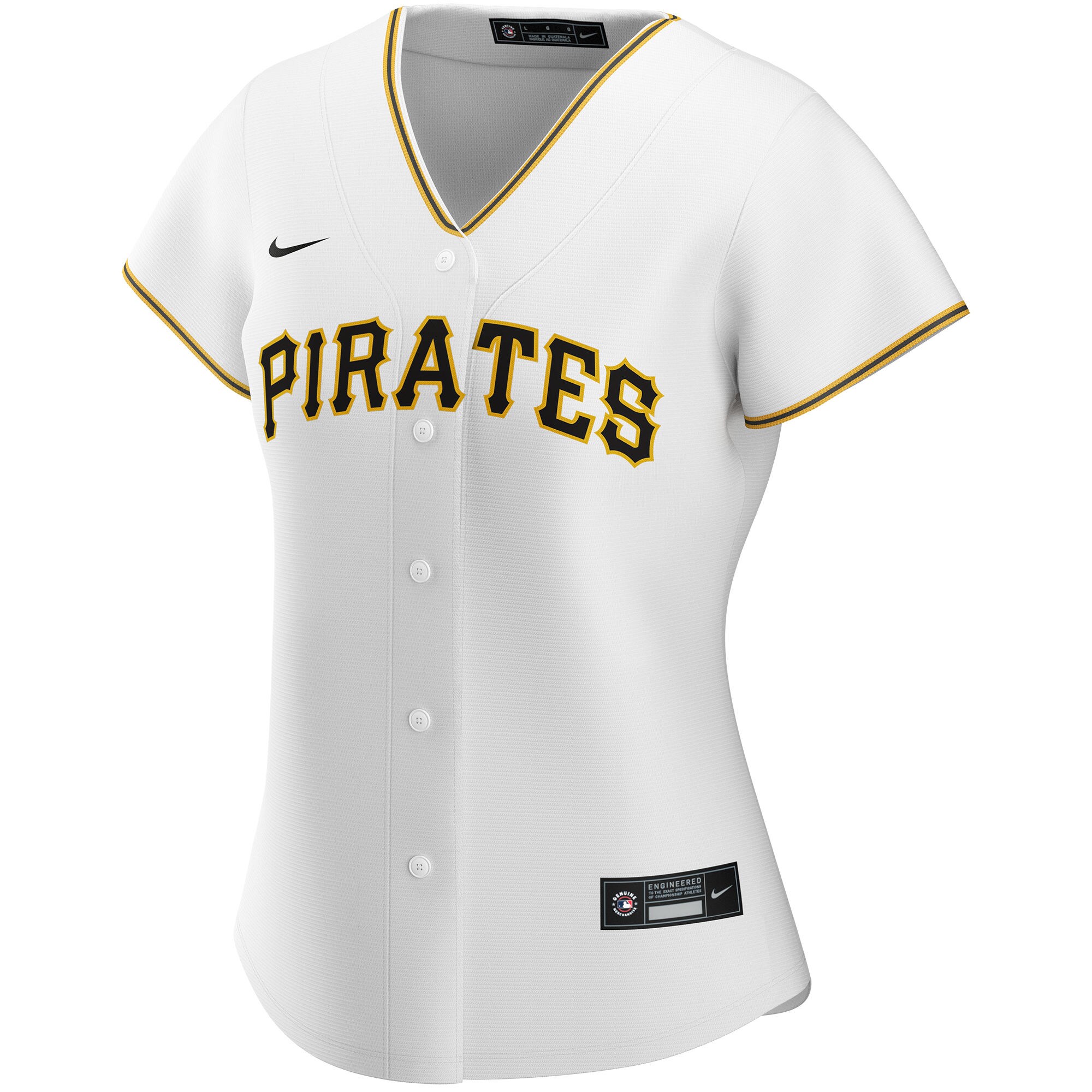 Alternative view of Women's Pittsburgh Pirates White Home Custom Baseball Jersey 