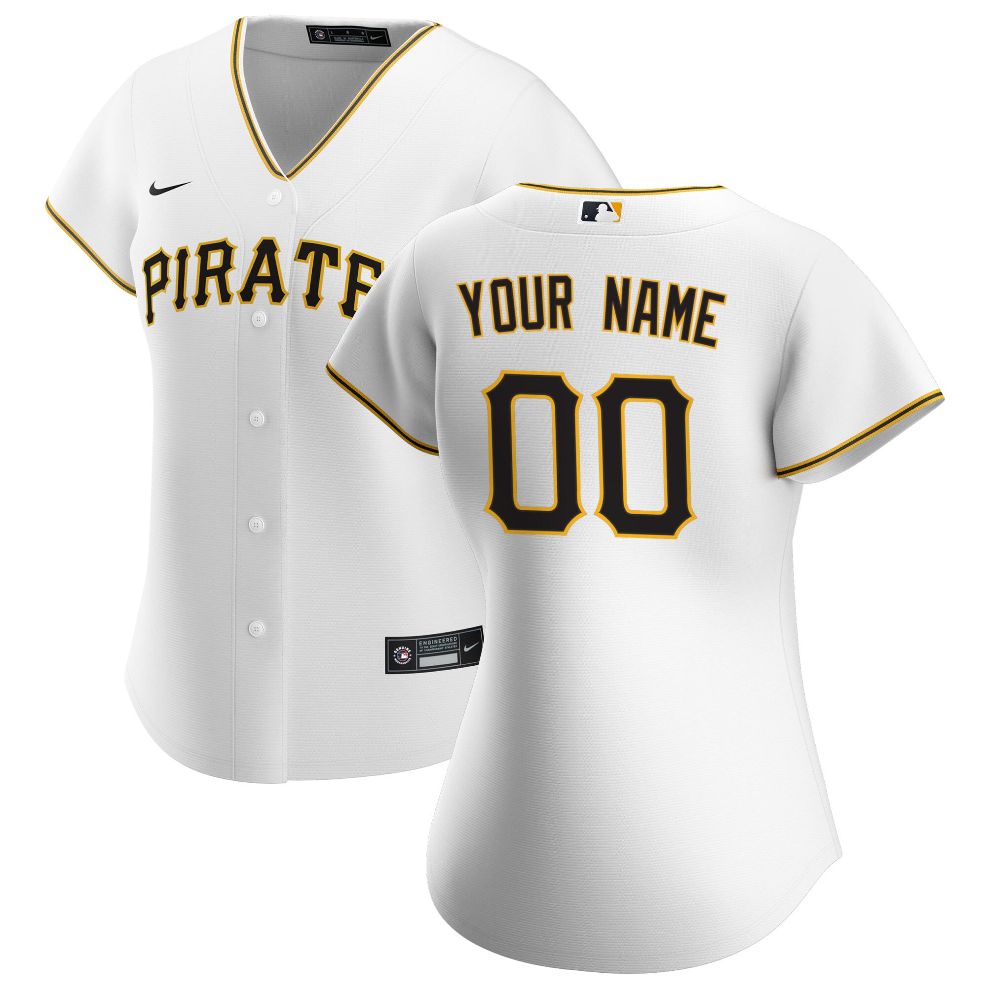 Women's Pittsburgh Pirates White Home Custom Baseball Jersey 