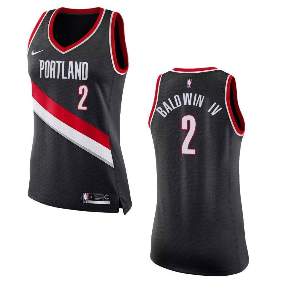 Women's Portland Trail Blazers 2 Wade Baldwin Iv Icon Swingman Basketball Jersey - Black - JS478 
