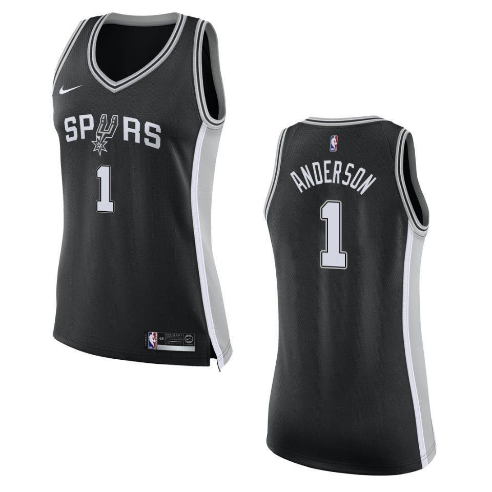 Women's San Antonio Spurs 1 Kyle Anderson Icon Swingman Basketball Jersey - Black - JS775 