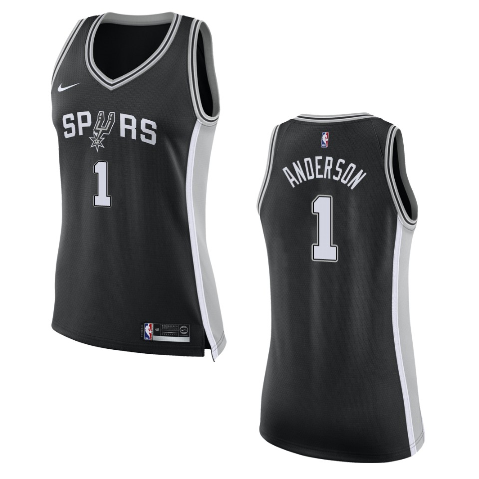 Women's San Antonio Spurs #1 Kyle Anderson Icon Swingman Basketball Jersey - Black