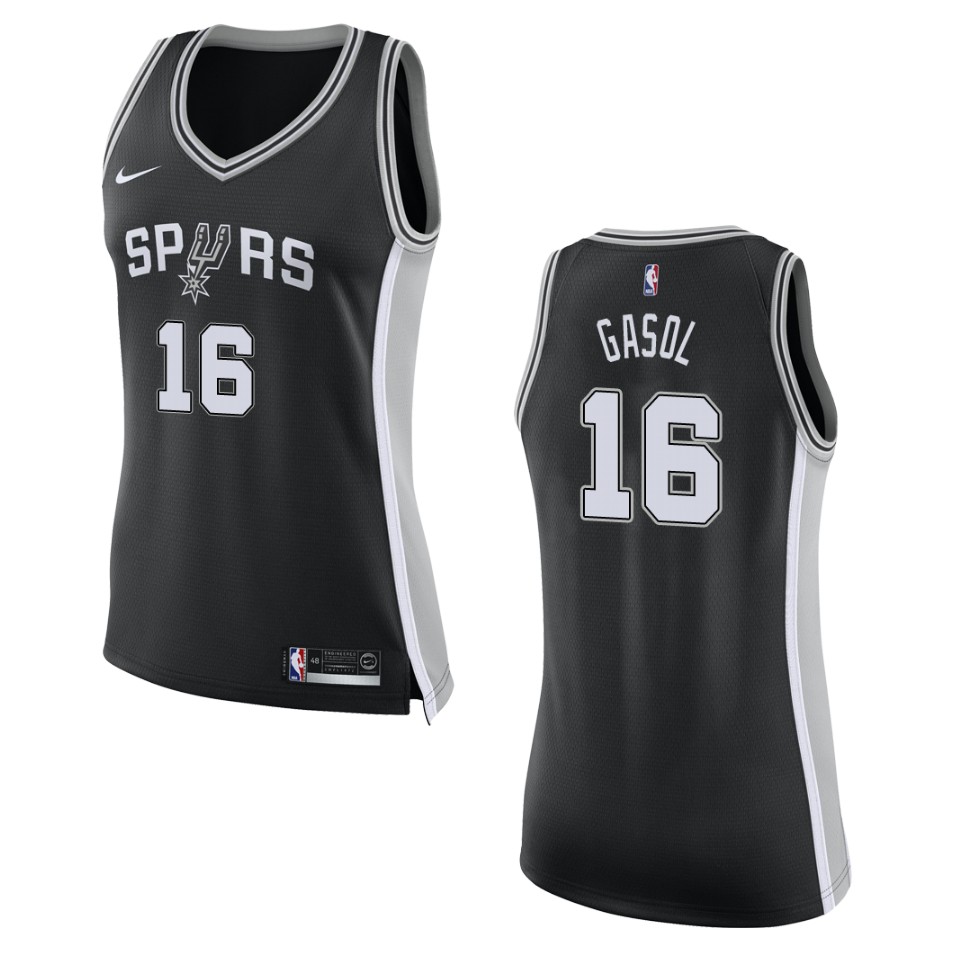 Women's San Antonio Spurs #16 Pau Gasol Icon Swingman Basketball Jersey - Black