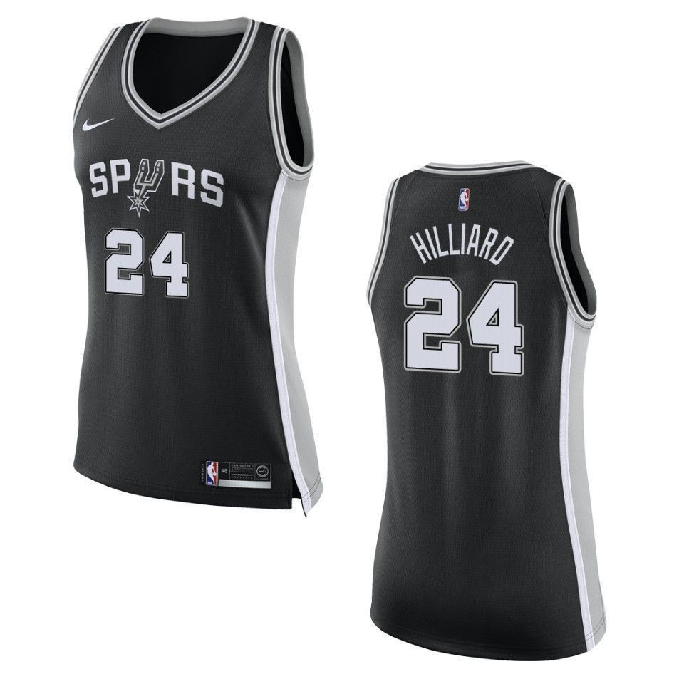 Women's San Antonio Spurs 24 Darrun Hilliard Icon Swingman Basketball Jersey - Black - JS802 