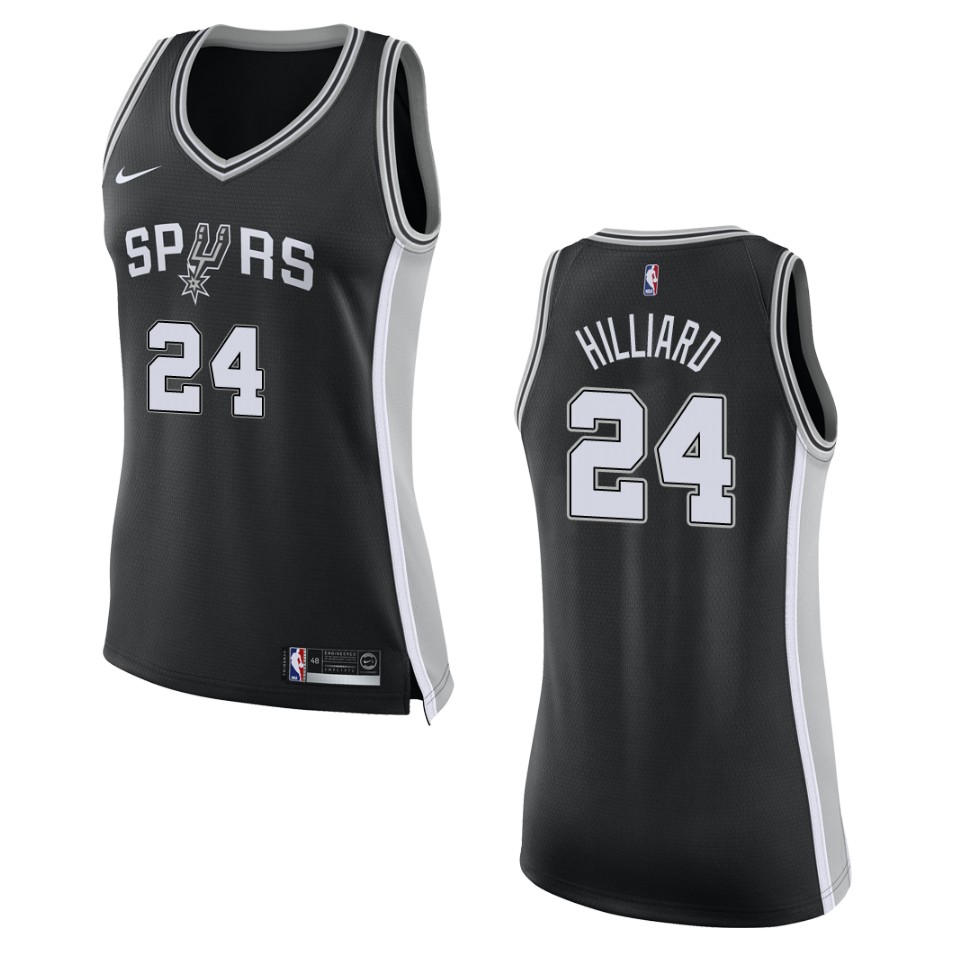 Women's San Antonio Spurs #24 Darrun Hilliard Icon Swingman Basketball Jersey - Black