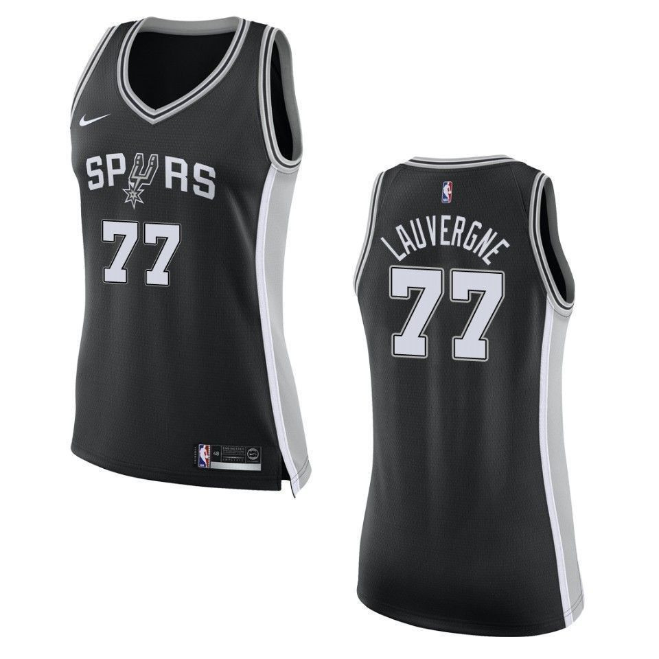 Women's San Antonio Spurs 77 Joffrey Lauvergne Icon Swingman Basketball Jersey - Black - JS970 