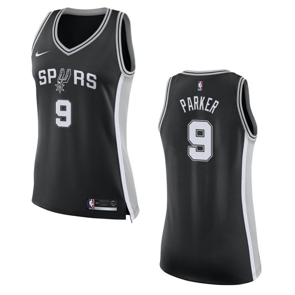 Women's San Antonio Spurs 9 Tony Parker Icon Swingman Basketball Jersey - Black - JS327 