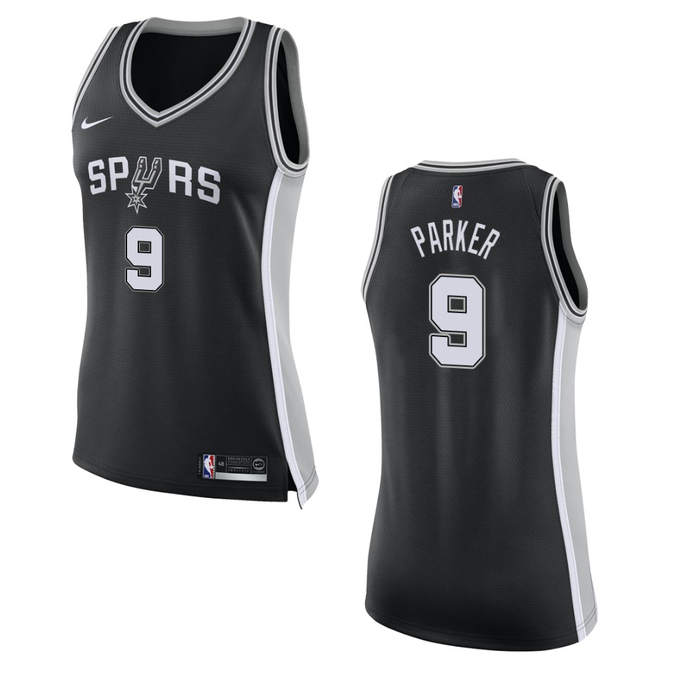 Women's San Antonio Spurs #9 Tony Parker Icon Swingman Basketball Jersey - Black