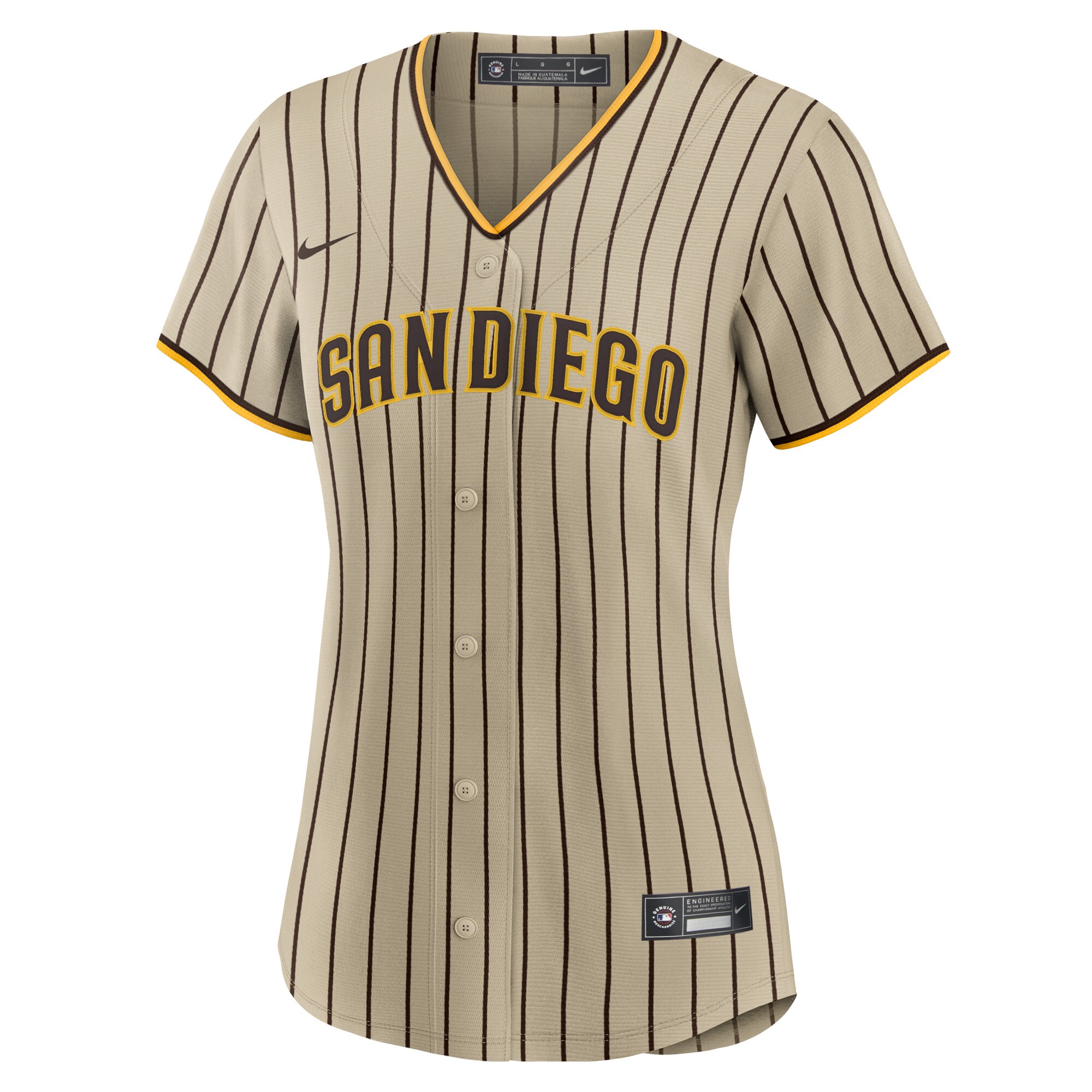 Alternative view of Women's San Diego Padres Brown Road Custom Baseball Jersey 