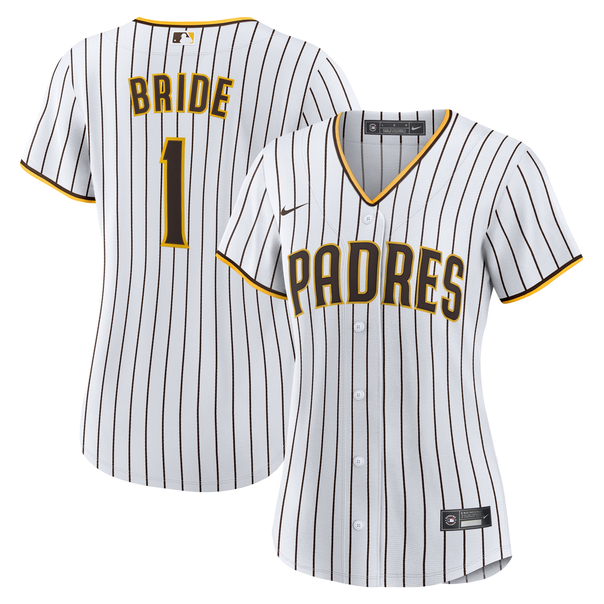 Women's San Diego Padres White #1 Bride Home Baseball Jersey 