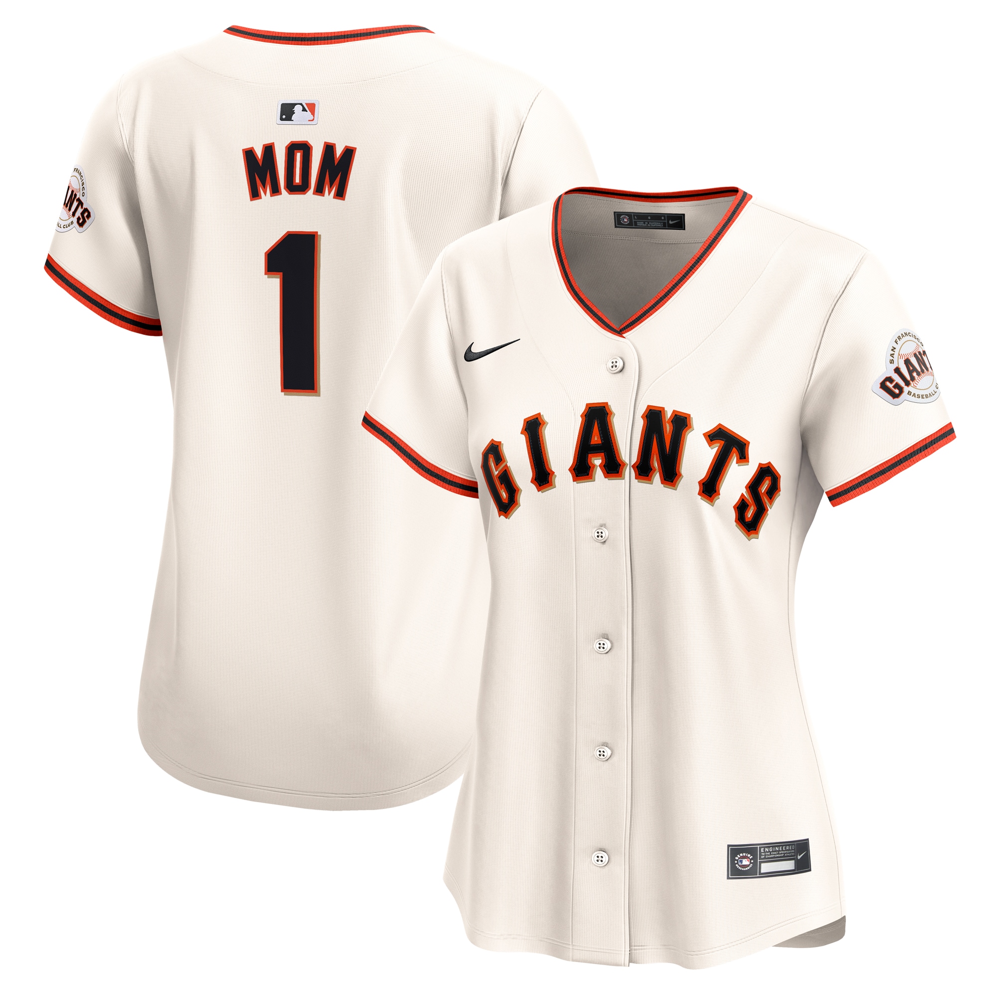 Women's San Francisco Giants Cream #1 Mom Home Limited Baseball Jersey 