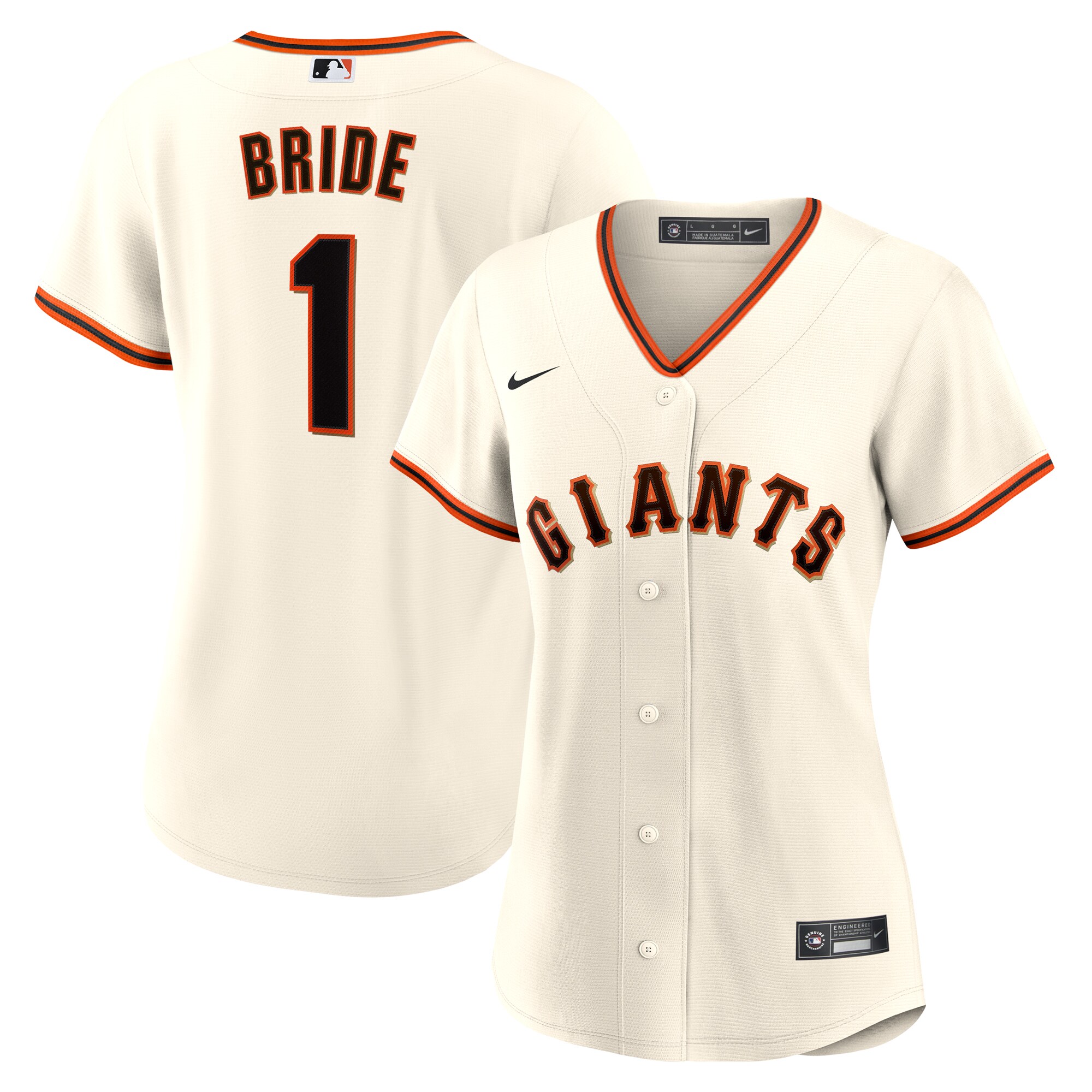 Women's San Francisco Giants White #1 Bride Home Baseball Jersey 