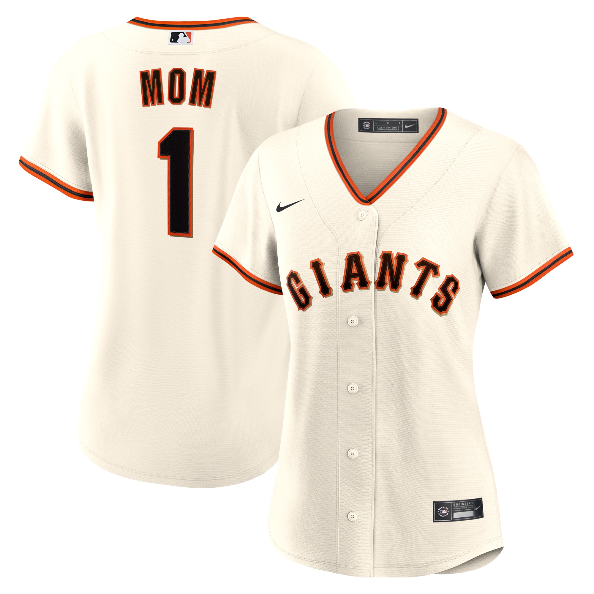 Women's San Francisco Giants White #1 Mom Home Baseball Jersey 