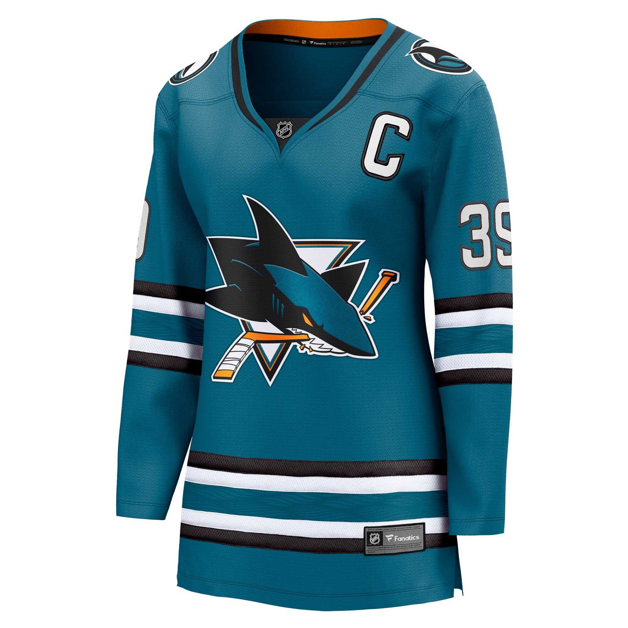 Alternative view of Women's San Jose Sharks Logan Couture Teal Home Breakaway Player Hockey Jersey - JS514 
