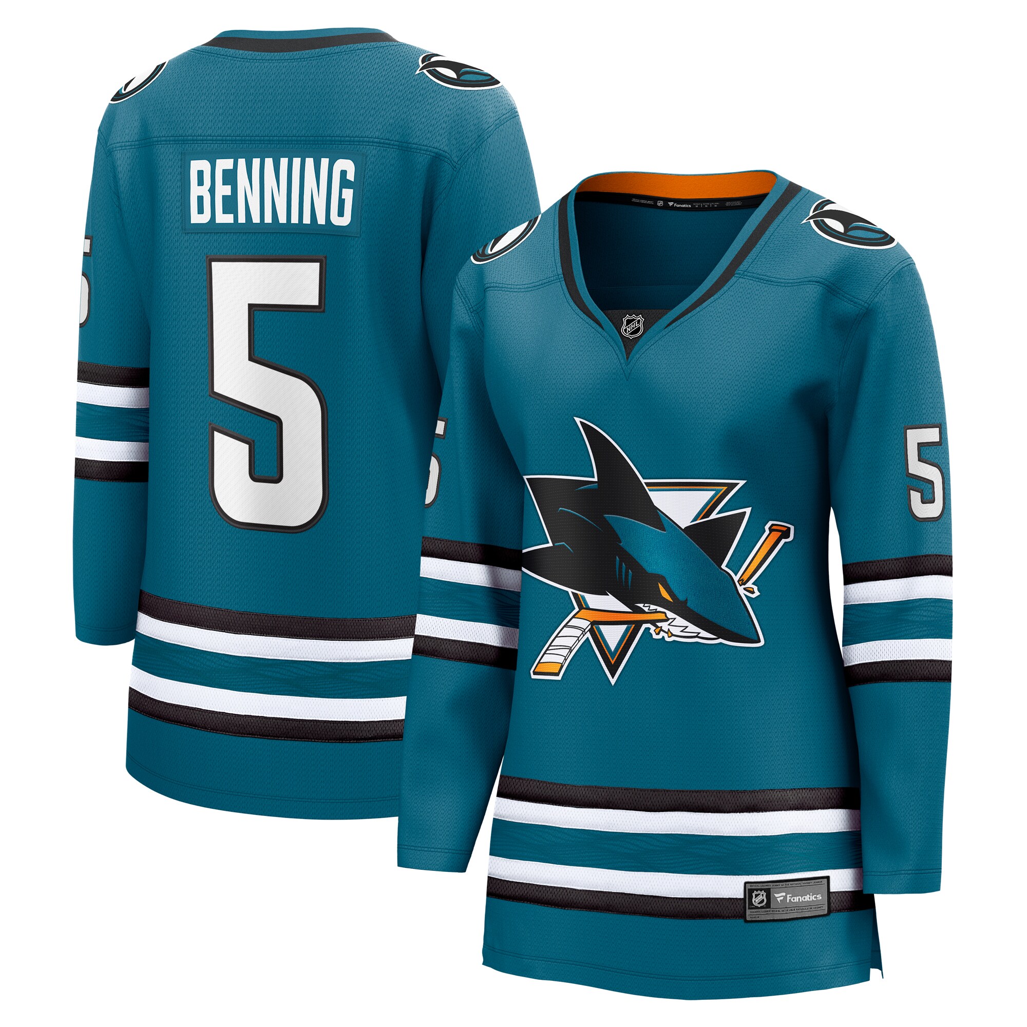 Women's San Jose Sharks Matt Benning Teal Home Breakaway Player Hockey Jersey - JS490 
