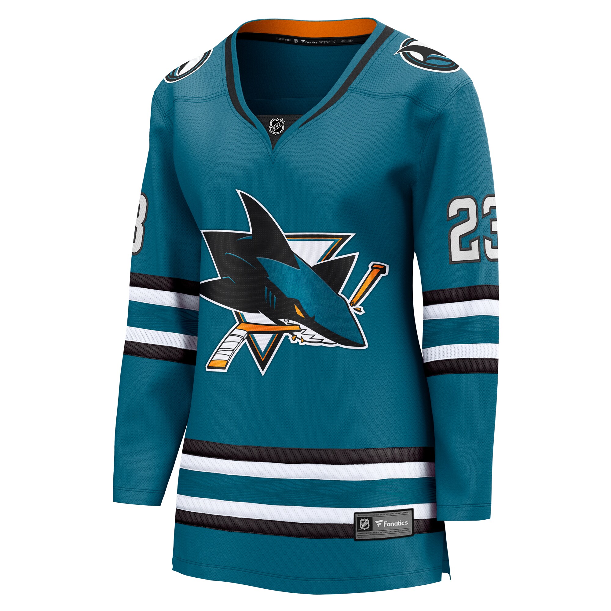Alternative view of Women's San Jose Sharks Oskar Lindblom Teal Home Breakaway Player Hockey Jersey - JS461 