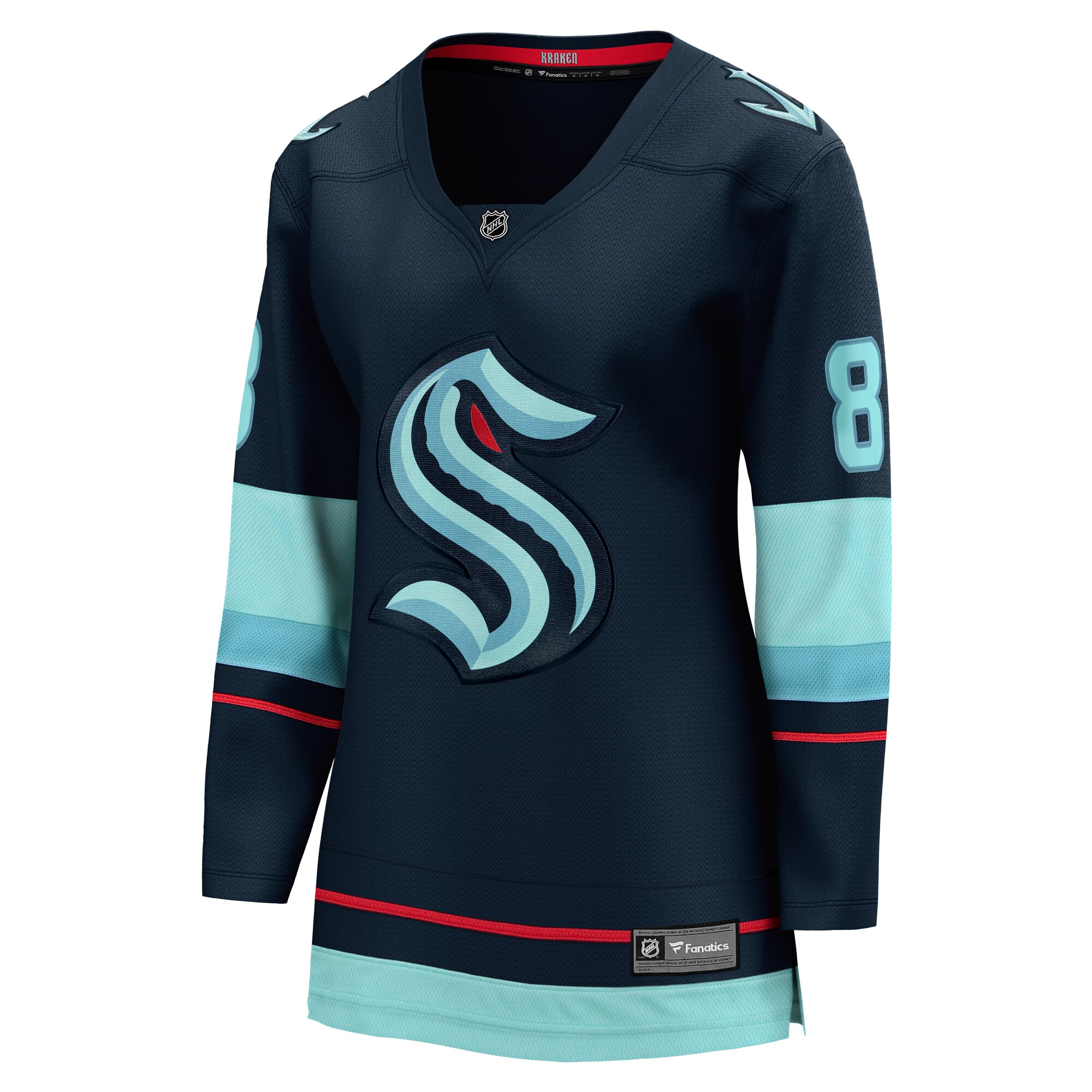 Alternative view of Women's Seattle Kraken Brian Dumoulin Deep Sea Blue Home Breakaway Player Hockey Jersey - JS116 