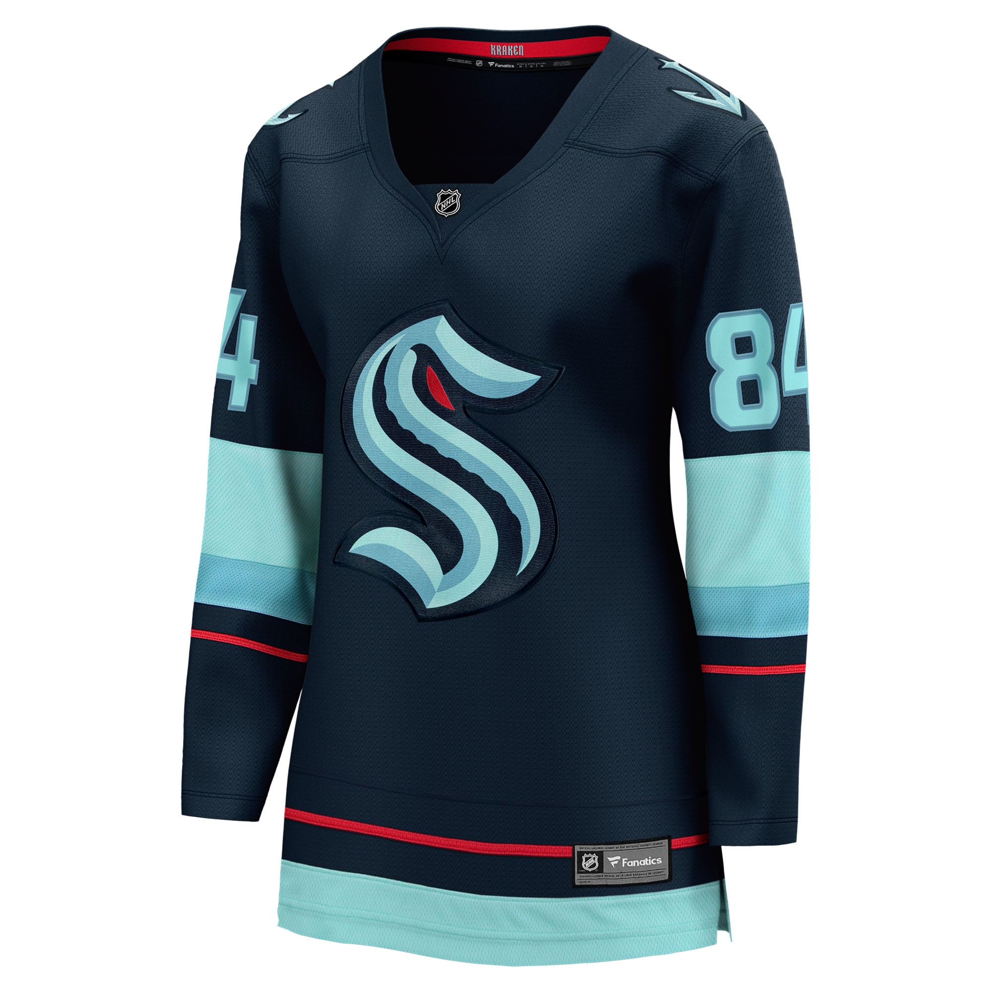 Alternative view of Women's Seattle Kraken Kaapo Kakko Deep Sea Blue Home Breakaway Player Hockey Jersey - JS464 