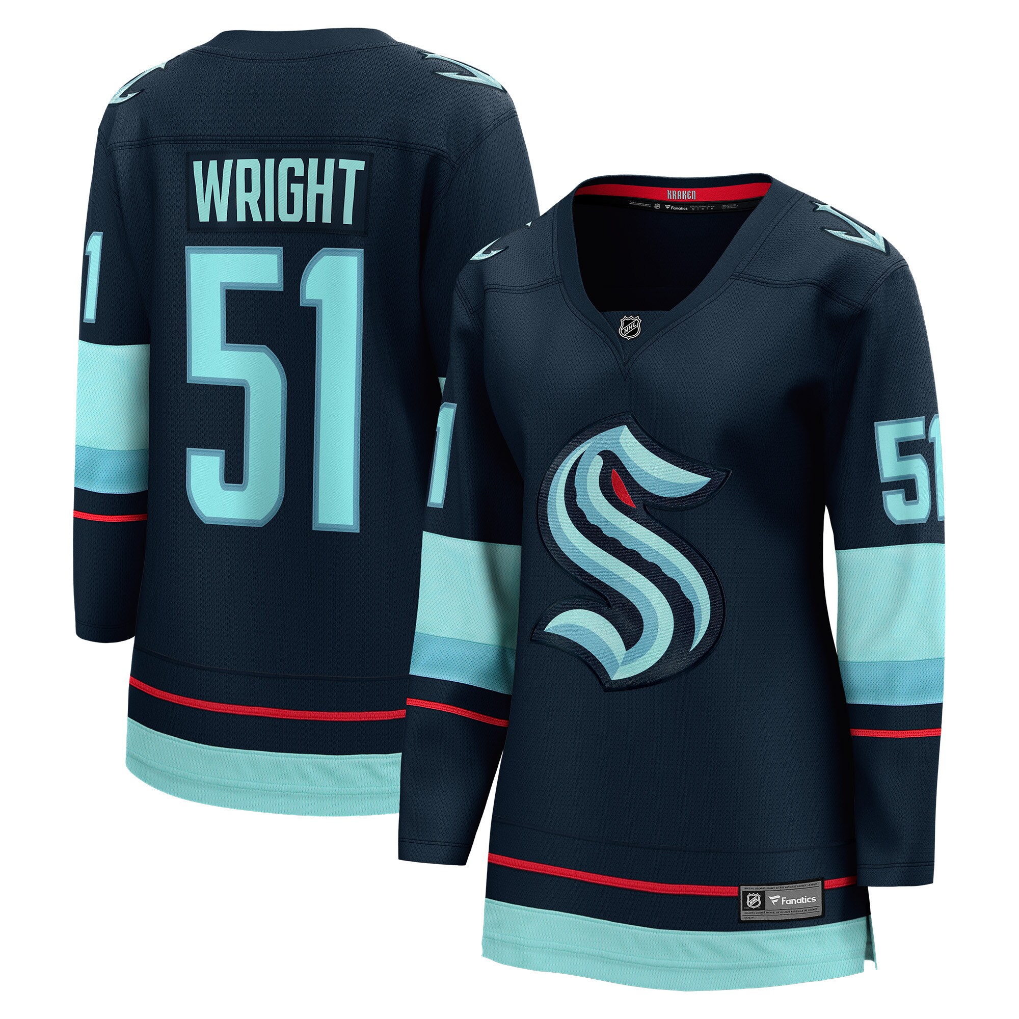 Women's Seattle Kraken Shane Wright Deep Sea Blue Home Breakaway Hockey Jersey - JS173 