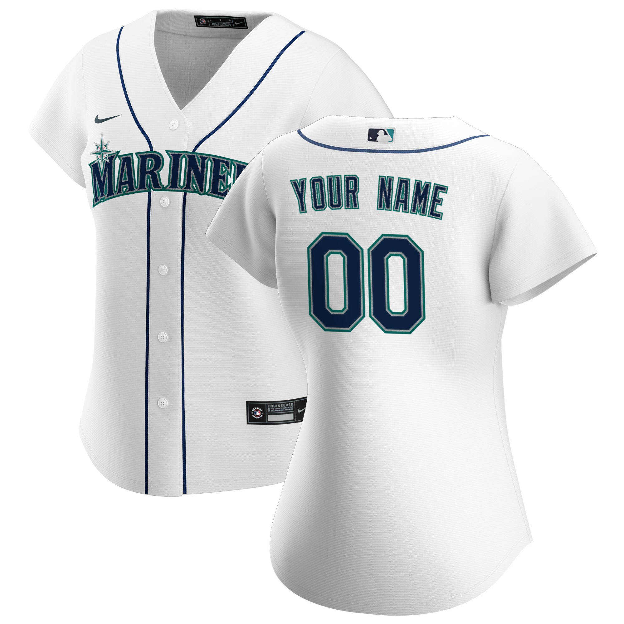 Women's Seattle Mariners White Home Custom Baseball Jersey 