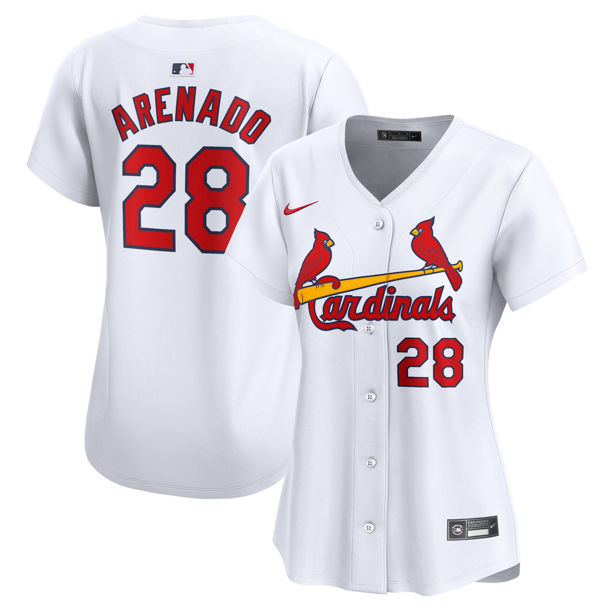 Women's St. Louis Cardinals Nolan Arenado White Home Limited Player Baseball Jersey 