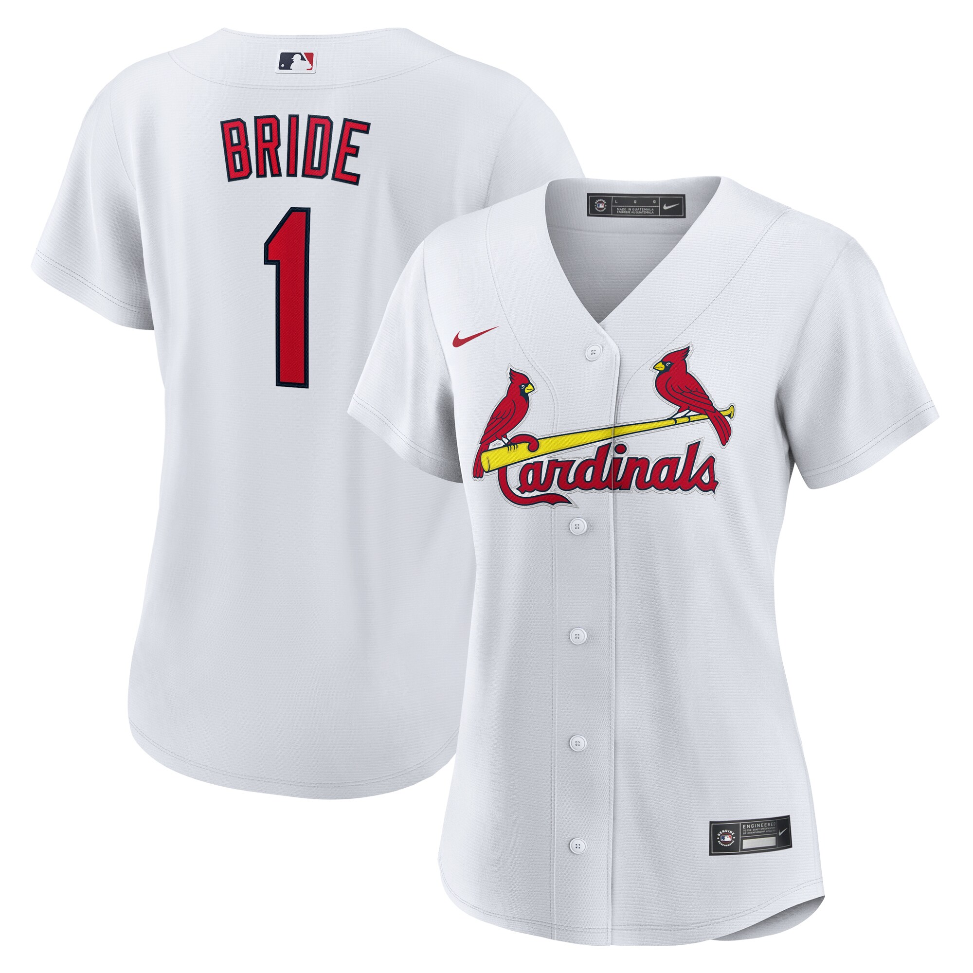 Women's St. Louis Cardinals White #1 Bride Home Baseball Jersey 