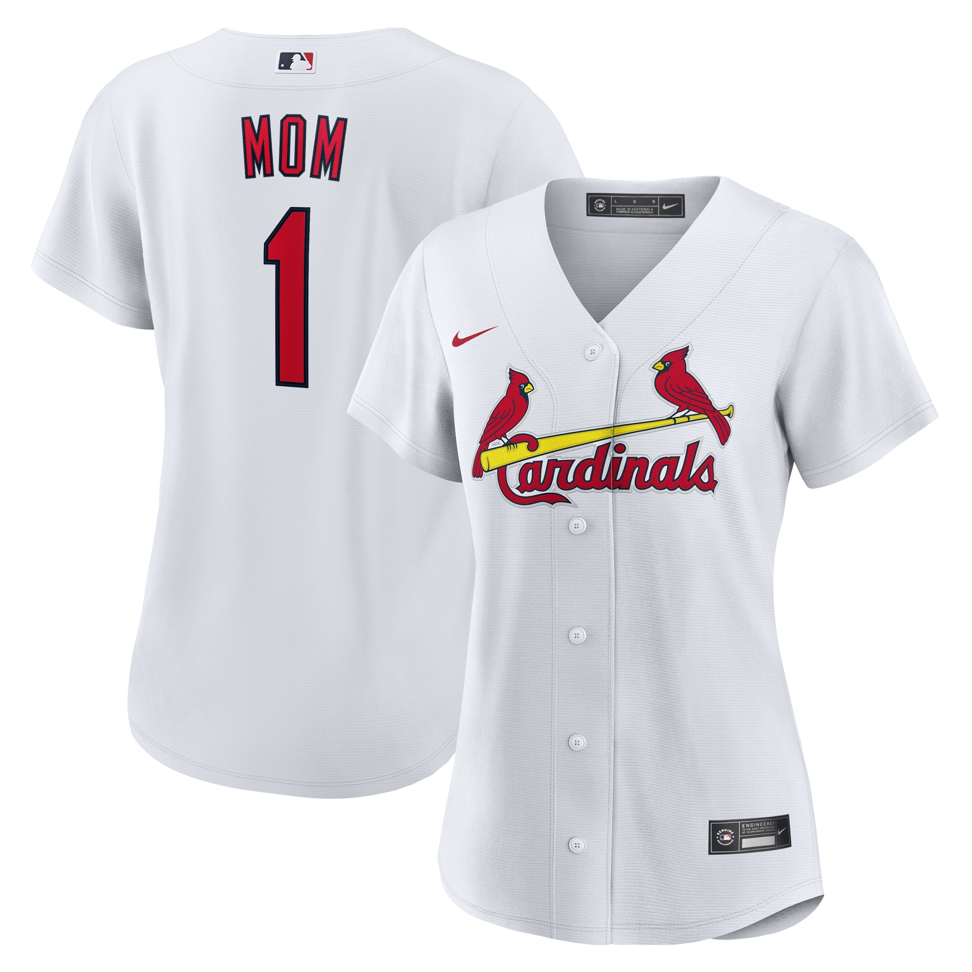 Women's St. Louis Cardinals White #1 Mom Home Baseball Jersey 