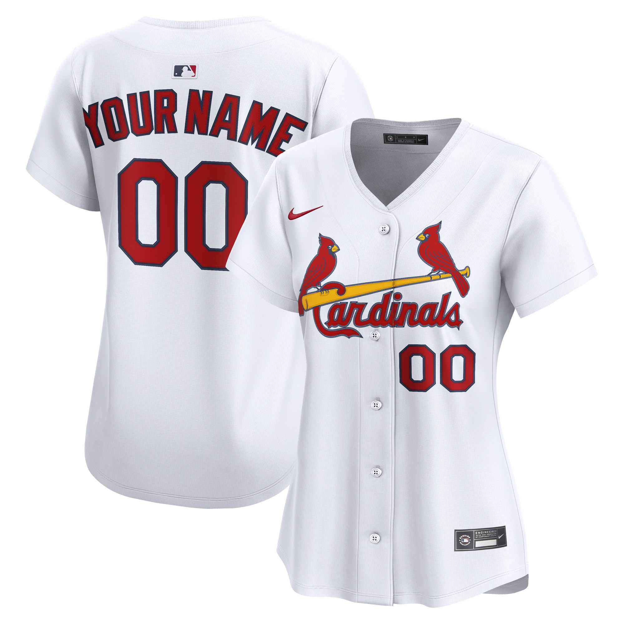 Women's St. Louis Cardinals White Home Limited Custom Baseball Jersey 