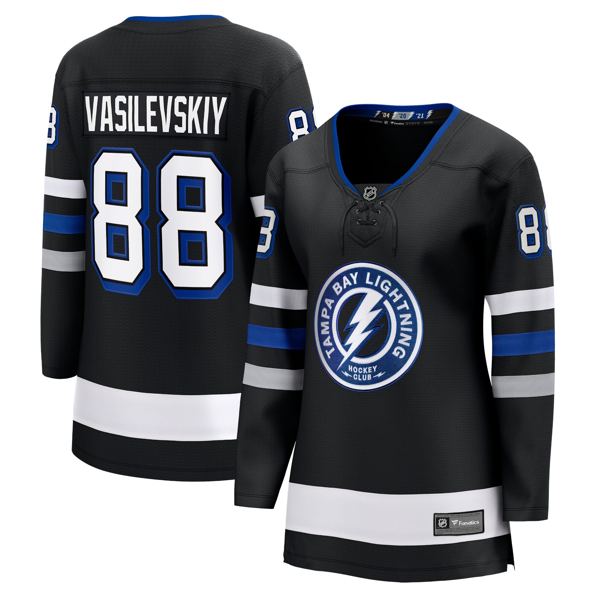 Women's Tampa Bay Lightning Andrei Vasilevskiy Black Alternate Premier Breakaway Player Hockey Jersey - JS194 