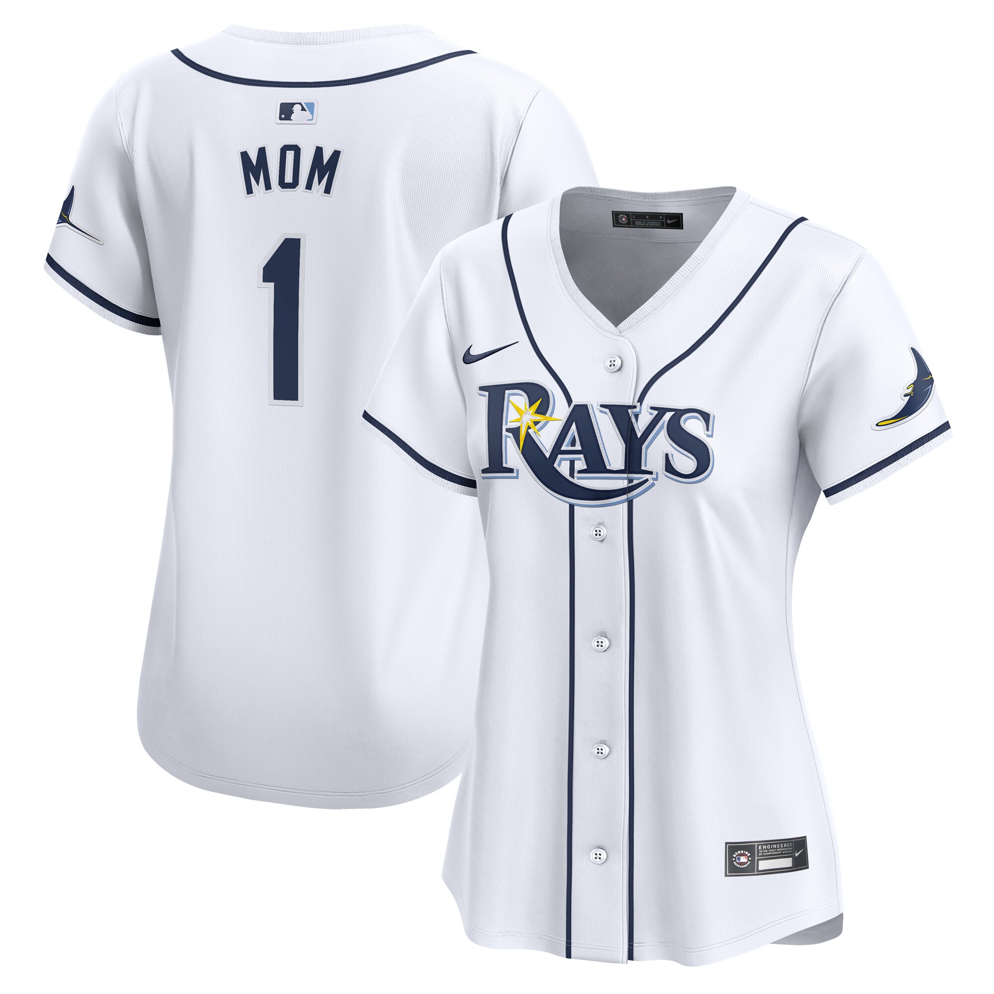 Women's Tampa Bay Rays White #1 Mom Home Limited Baseball Jersey - JS341 