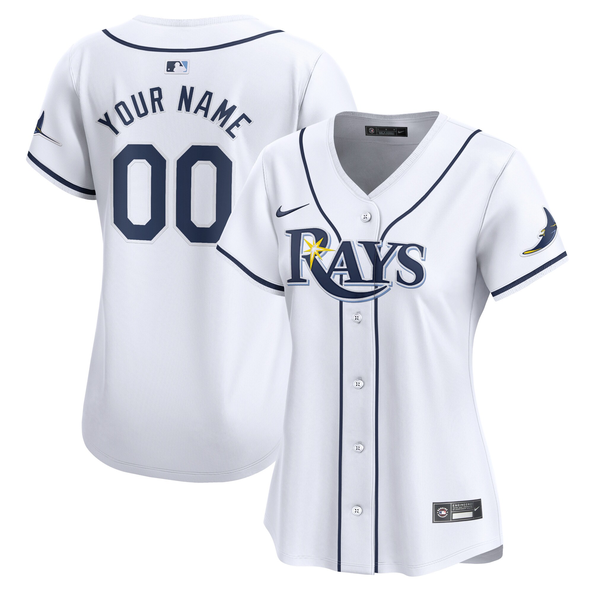 Women's Tampa Bay Rays White Home Limited Custom Baseball Jersey - JS808 