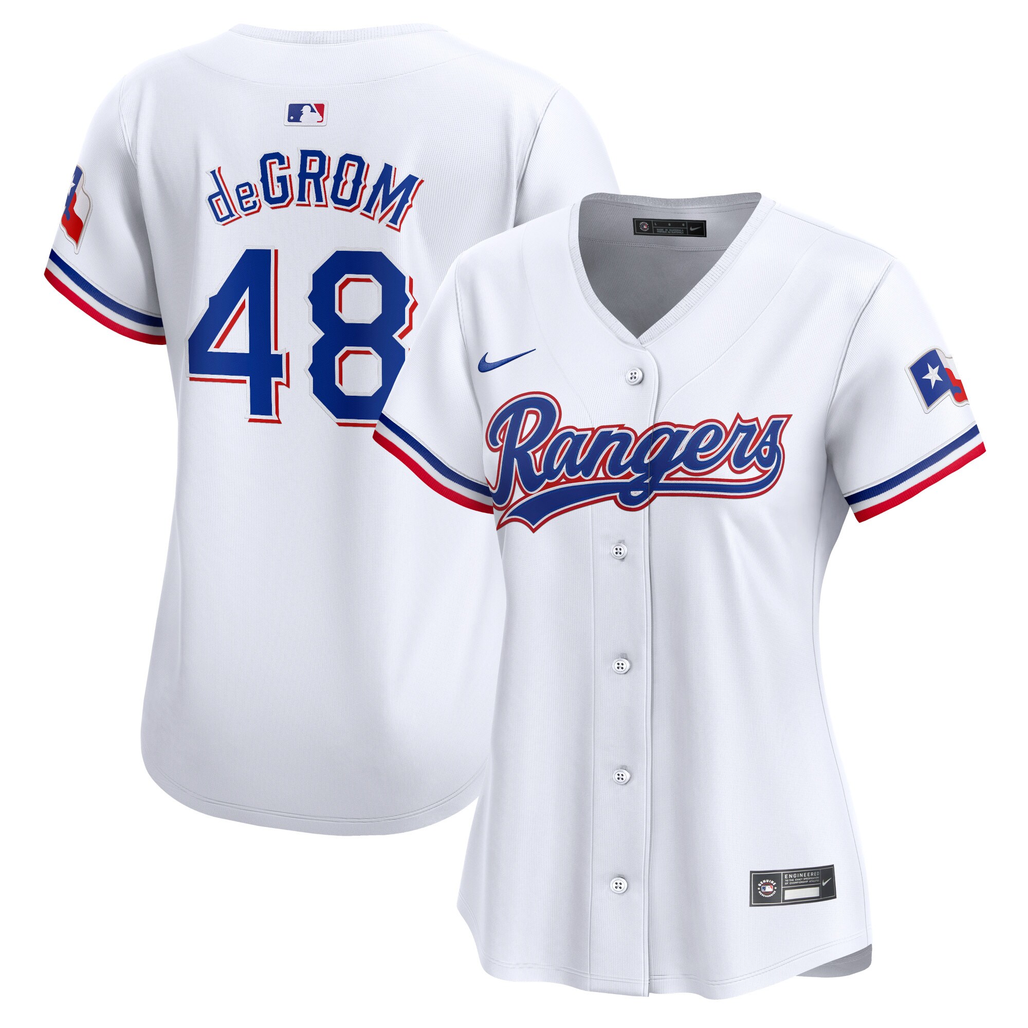 Women's Texas Rangers Jacob deGrom White Home Limited Player Baseball Jersey - JS275 