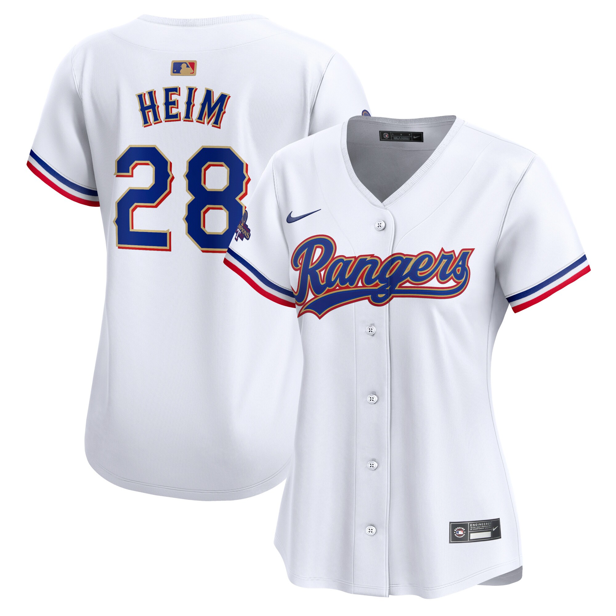 Women's Texas Rangers Jonah Heim White 2024 Gold Collection Limited Player Baseball Jersey - JS957 