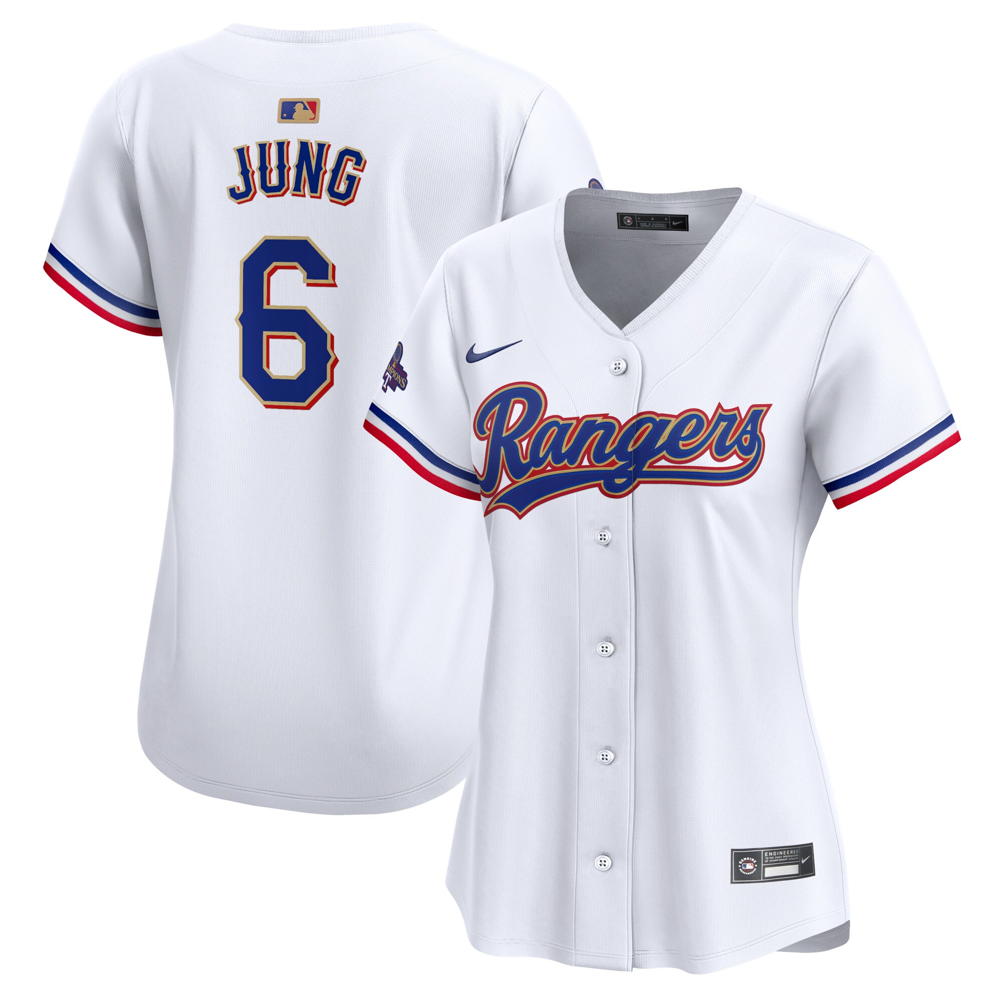 Women's Texas Rangers Josh Jung White 2024 Gold Collection Limited Player Baseball Jersey - JS885 