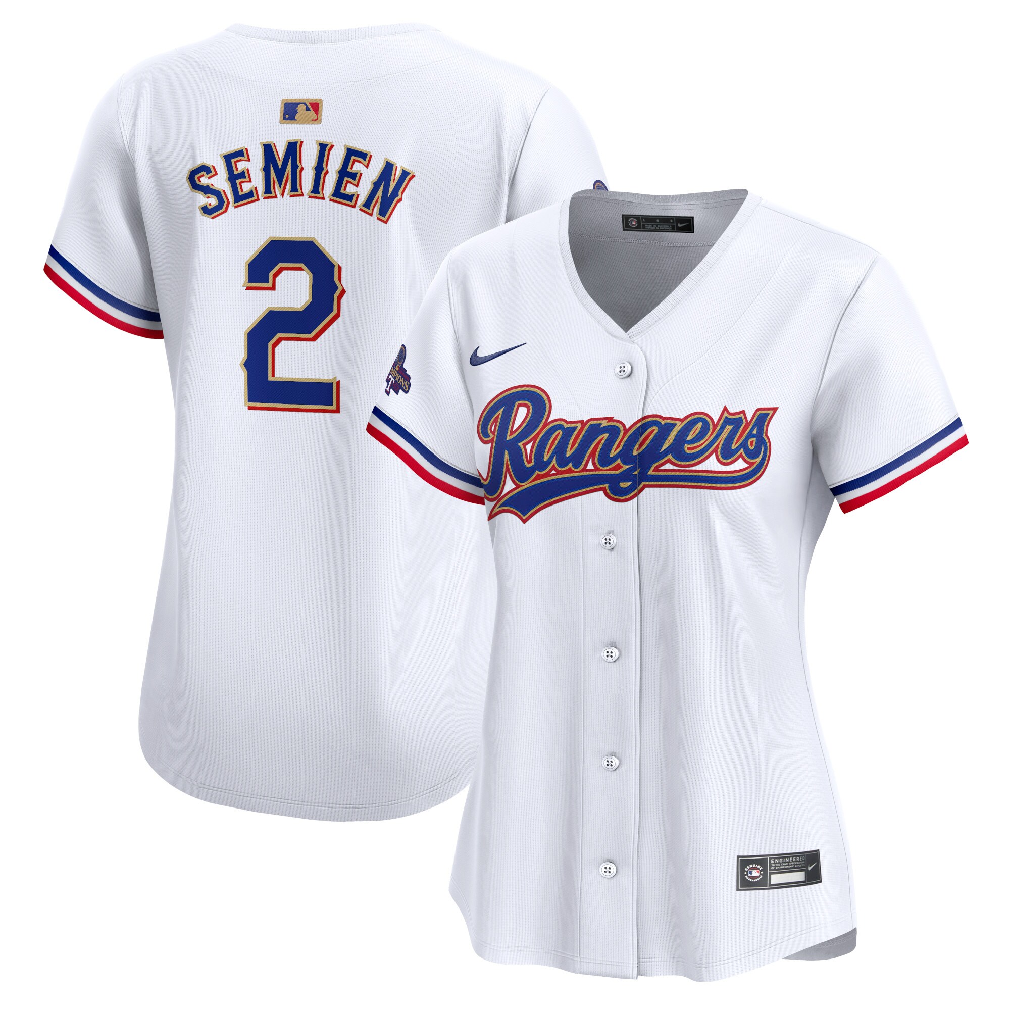 Women's Texas Rangers Marcus Semien White 2024 Gold Collection Limited Player Baseball Jersey - JS817 