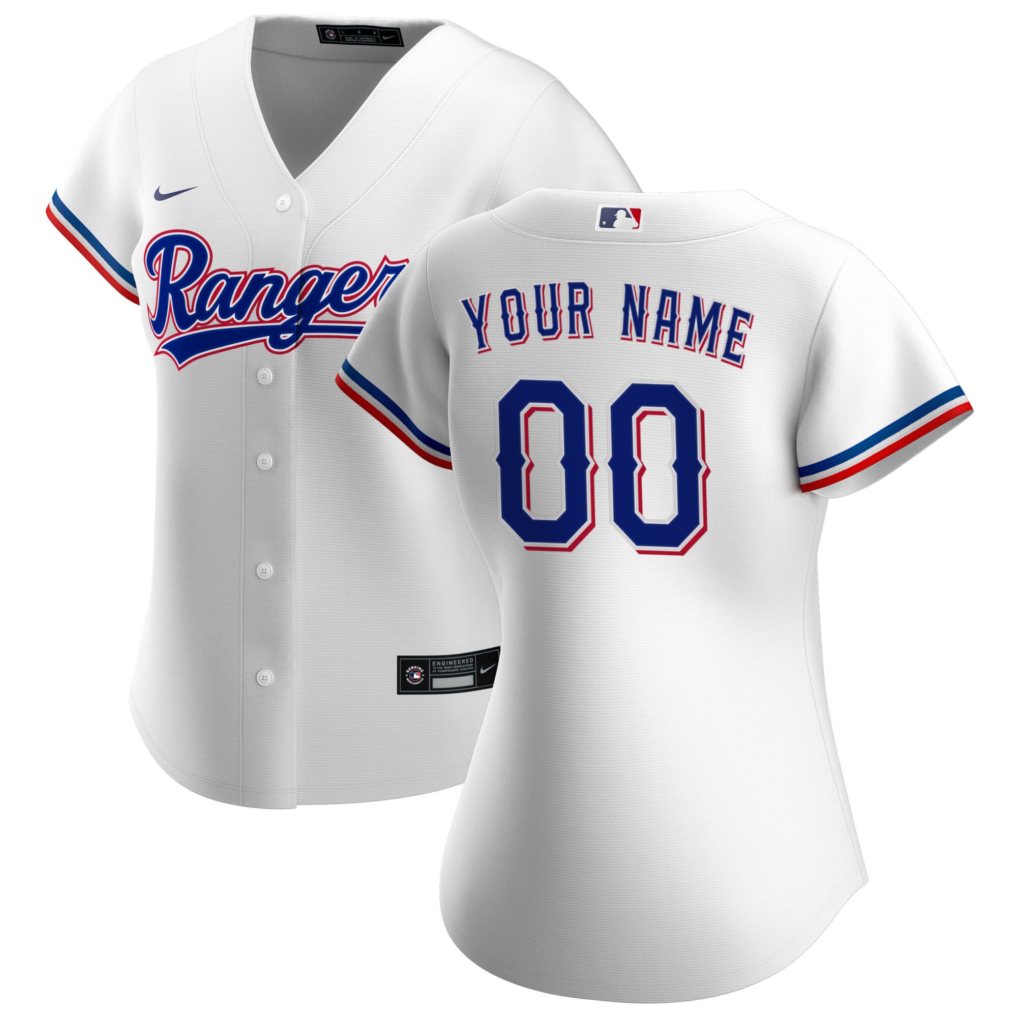 Women's Texas Rangers White Home Custom Baseball Jersey - JS467 