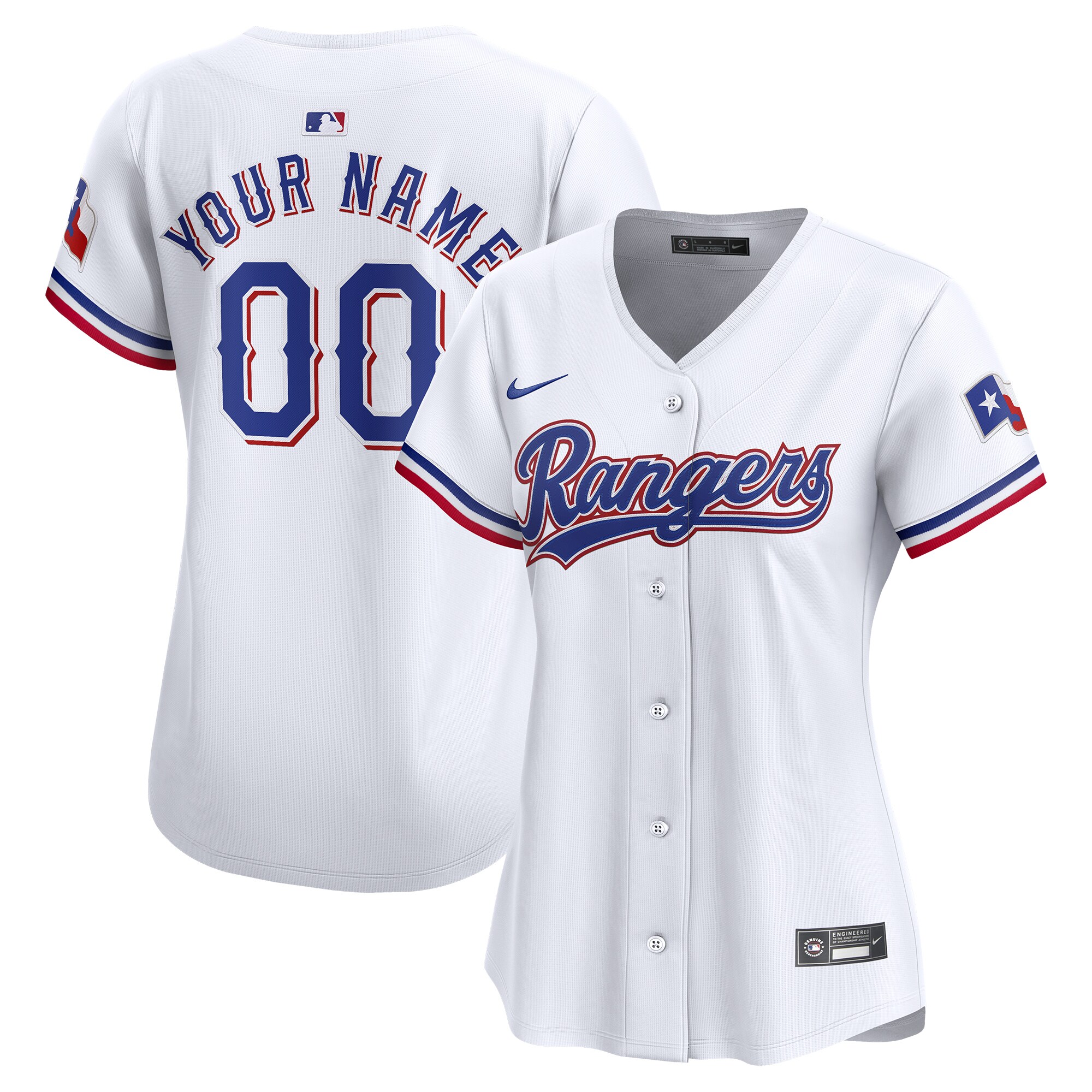 Women's Texas Rangers White Home Limited Custom Baseball Jersey - JS163 